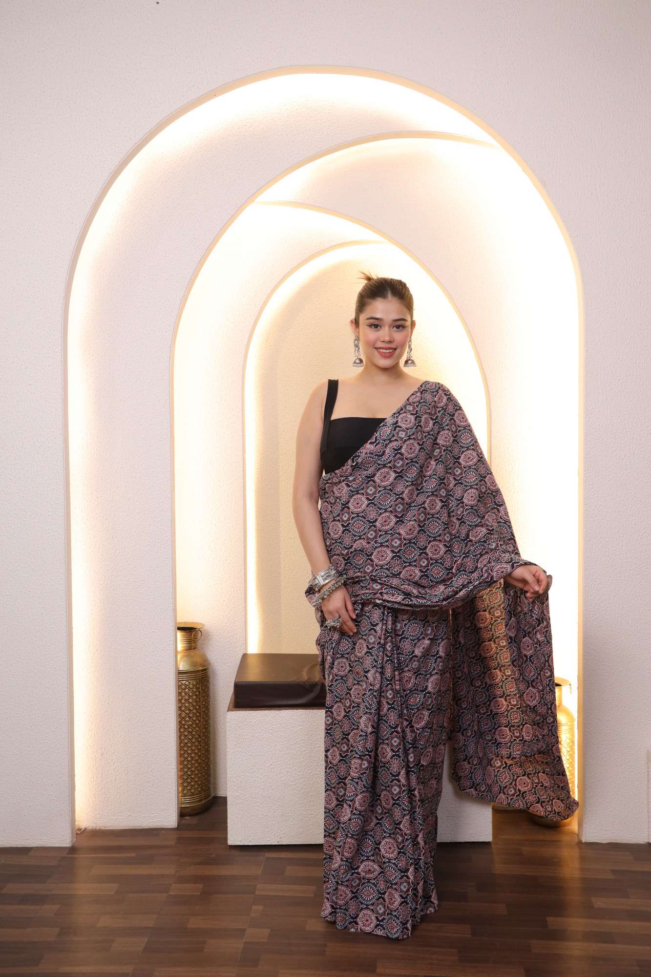 Maharani Black Cotton saree