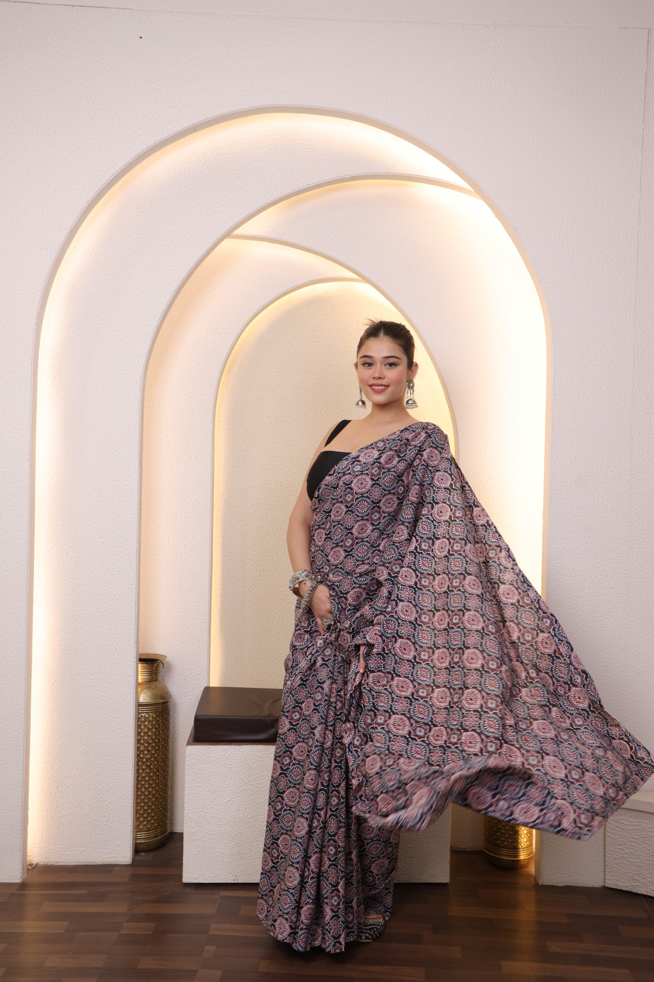 Maharani Black Cotton saree