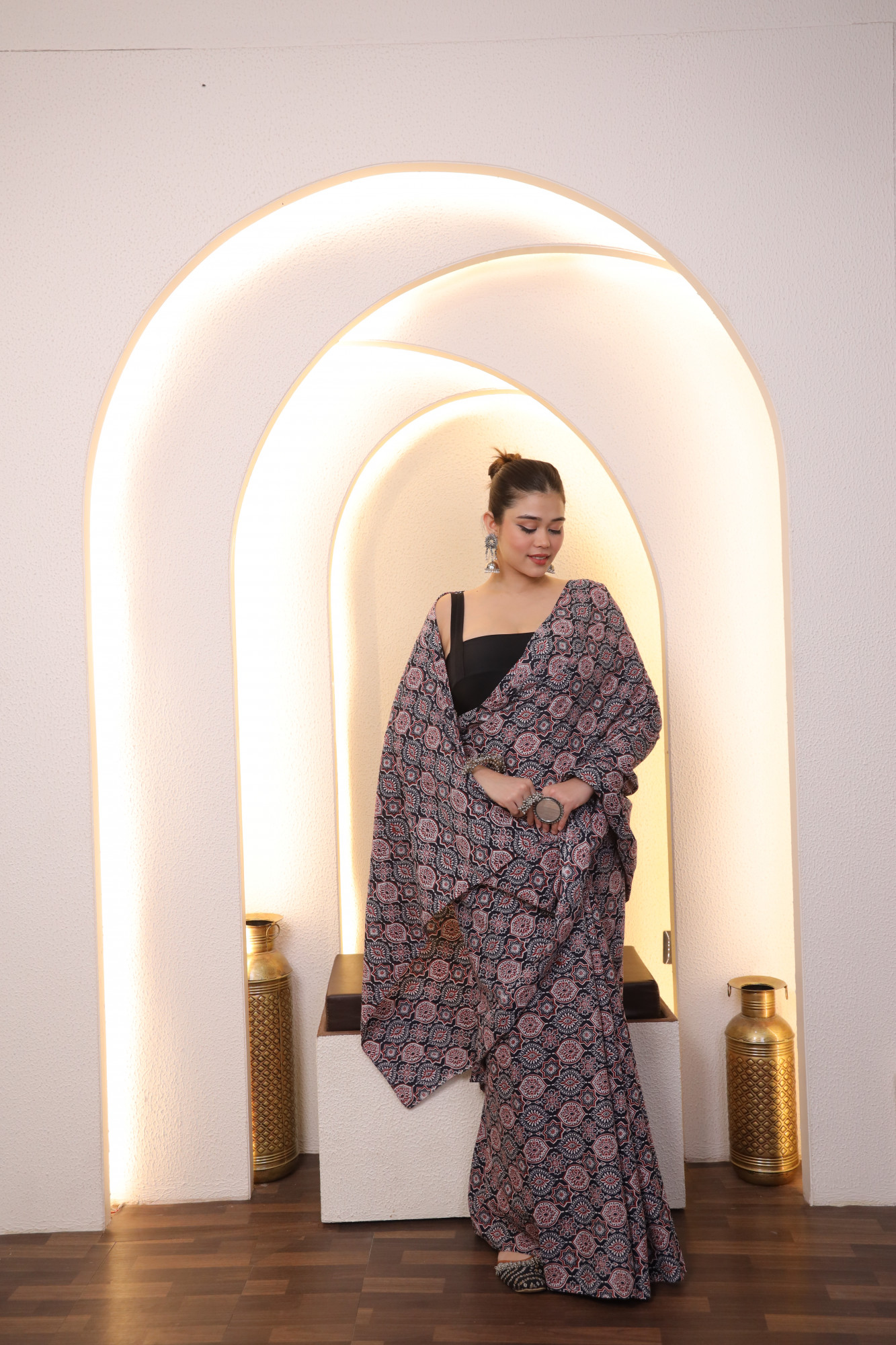 Maharani Black Cotton saree