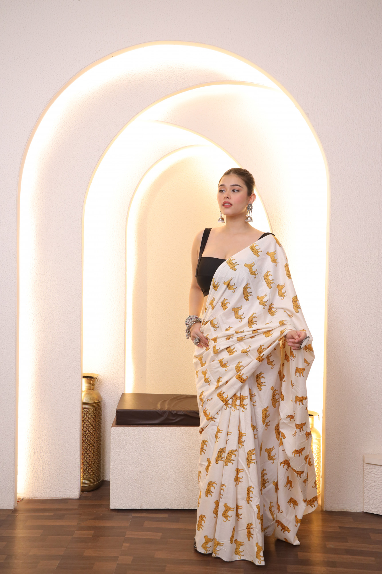 White Tiger Cotton saree