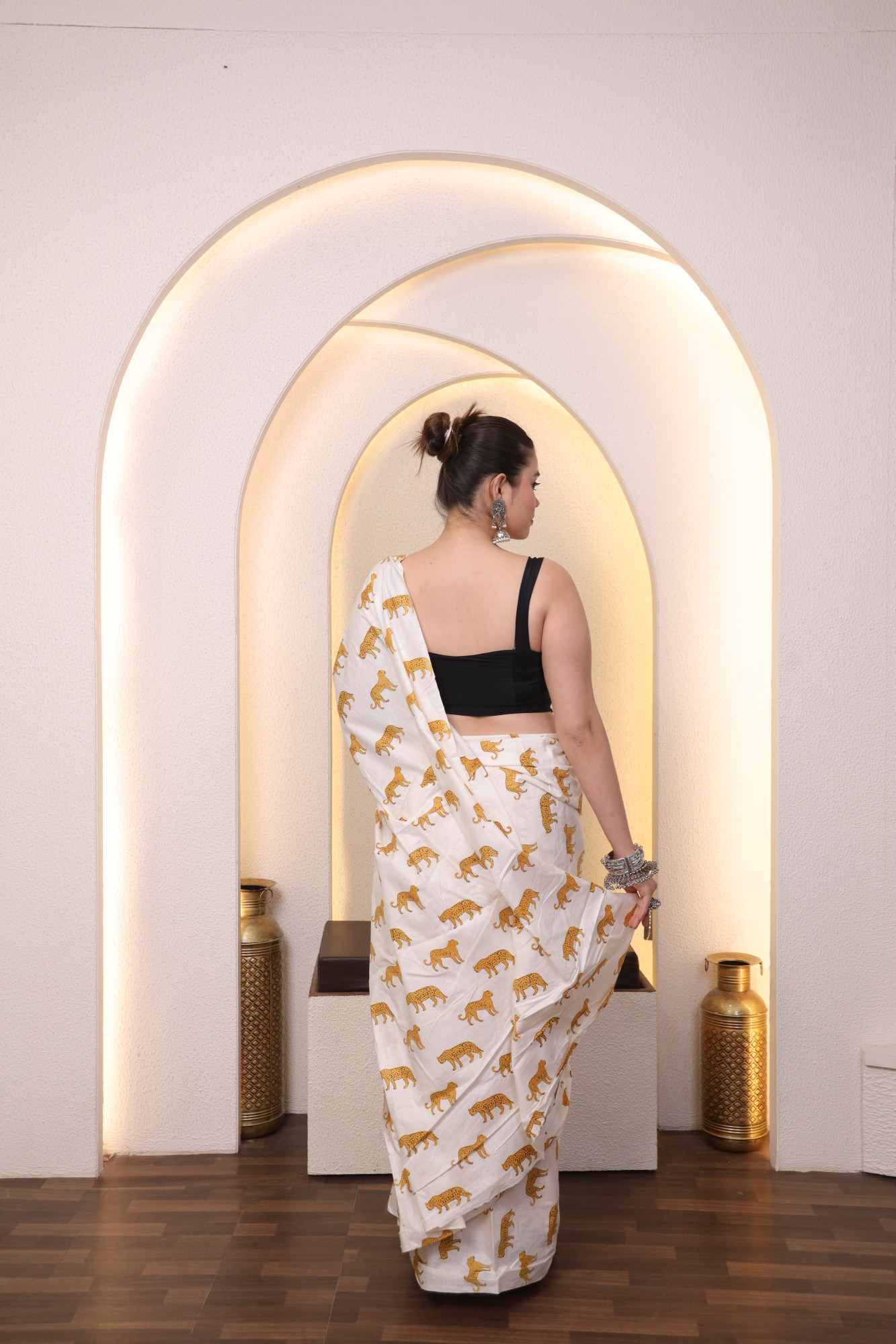 White Tiger Cotton saree