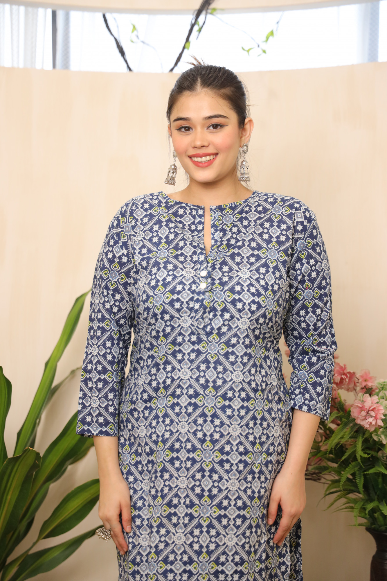 Blue And White floral Kurta