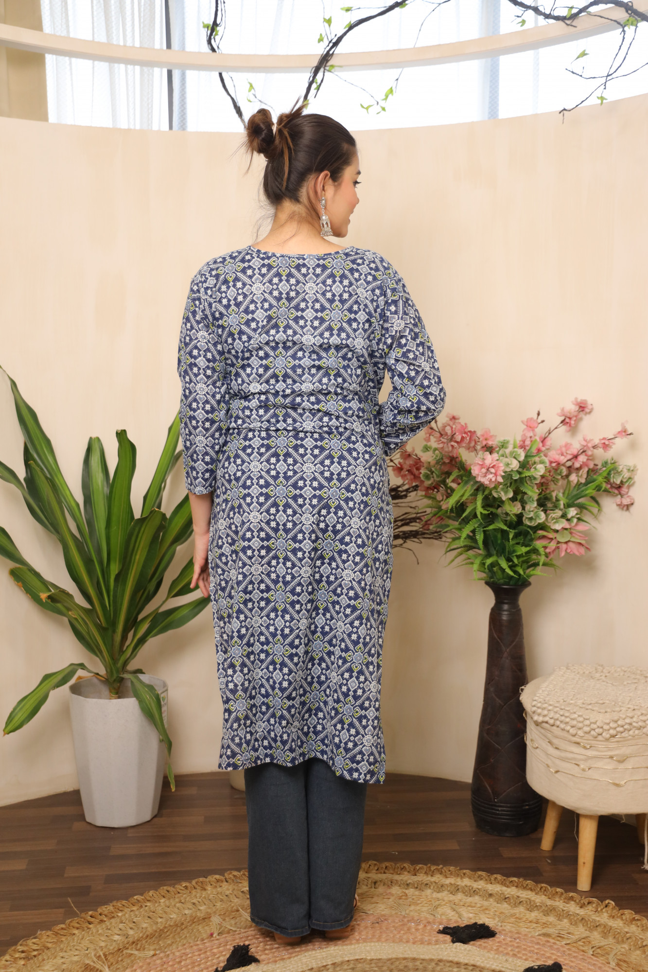 Blue And White floral Kurta