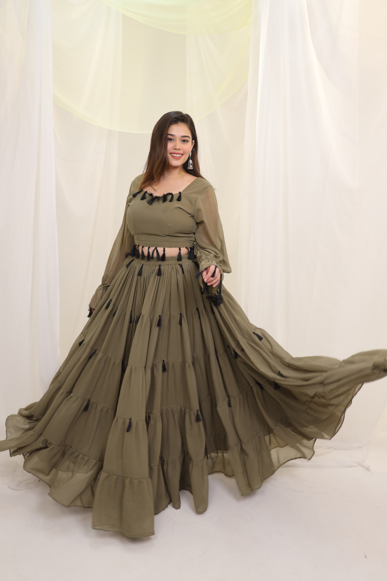 Olice Tassels Details Georgette Lehenga Set