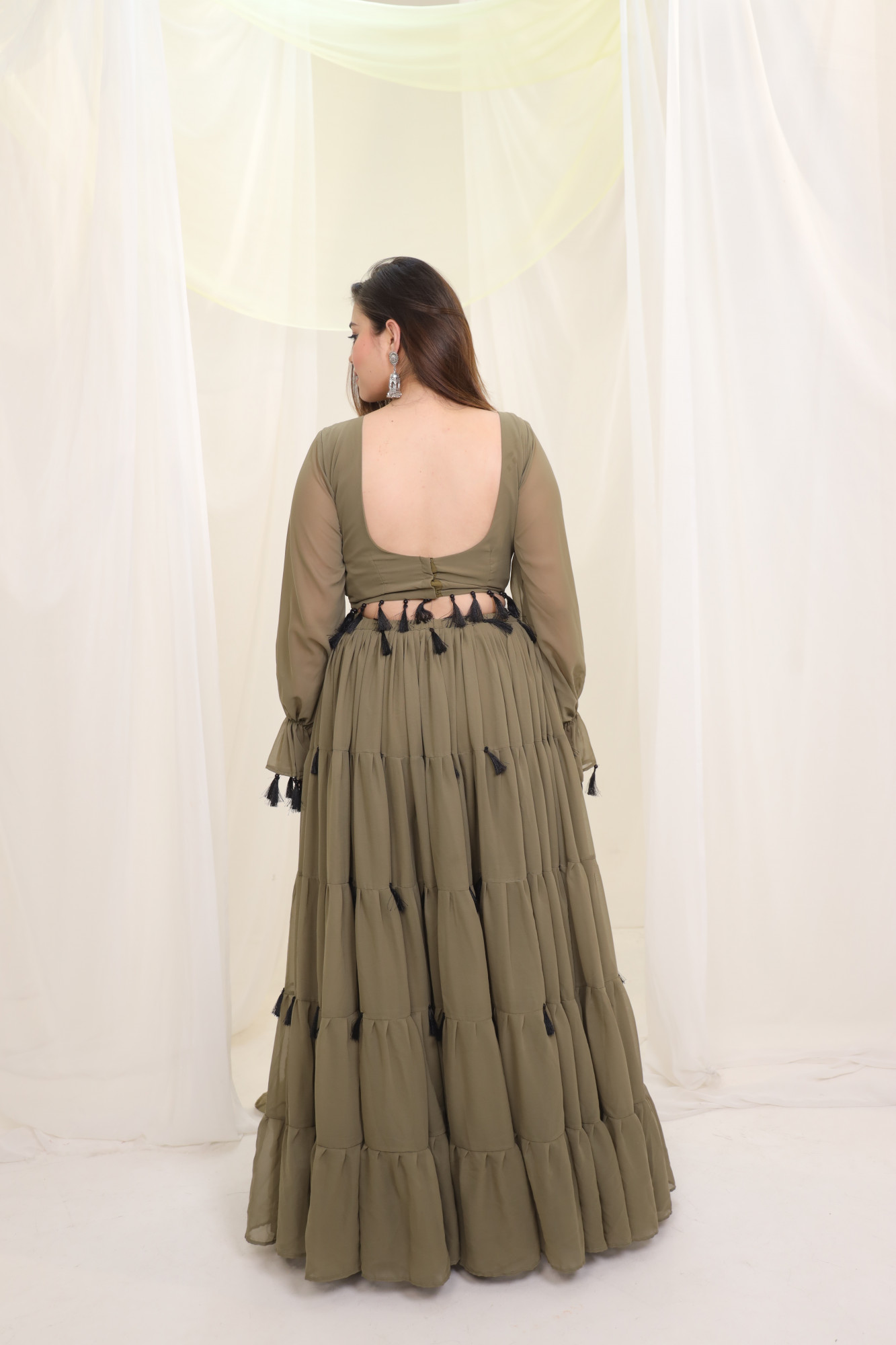Olice Tassels Details Georgette Lehenga Set