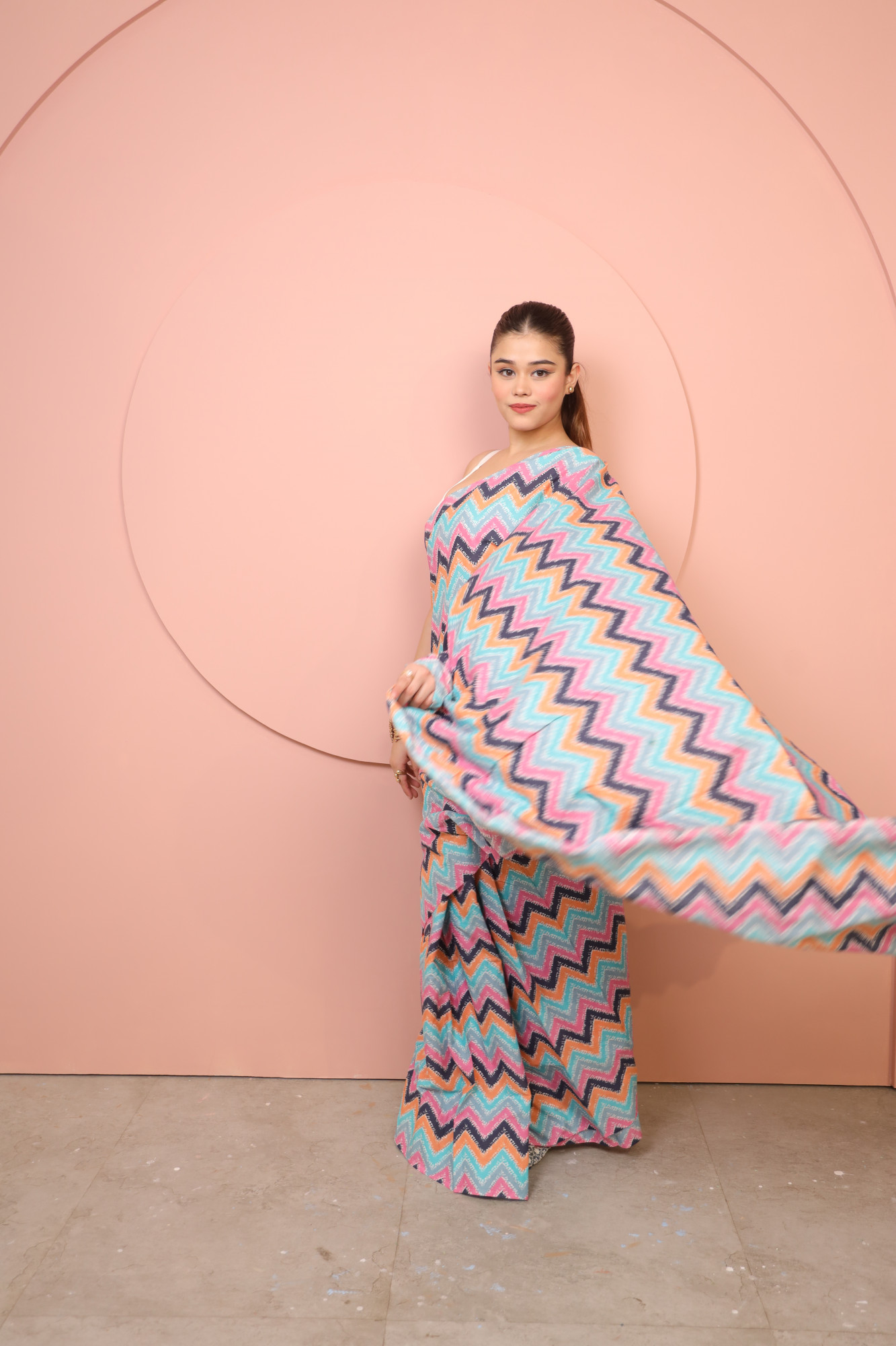 Zig Zag Print Cotton saree