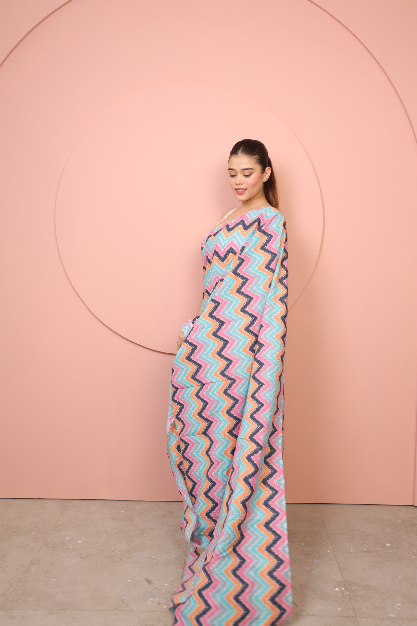 Zig Zag Print Cotton saree