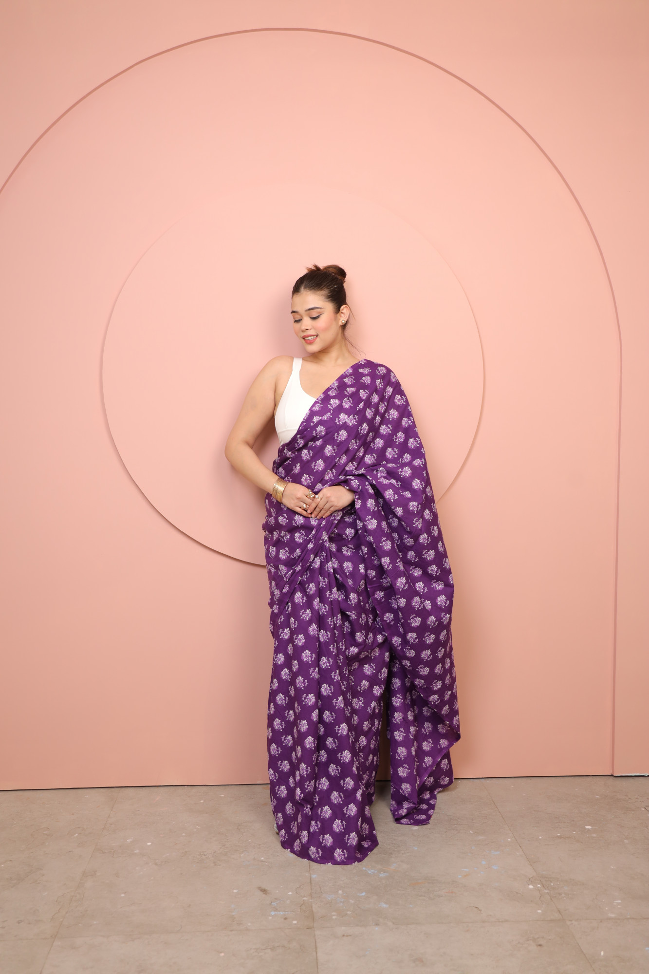Brinjal Floral Cotton saree