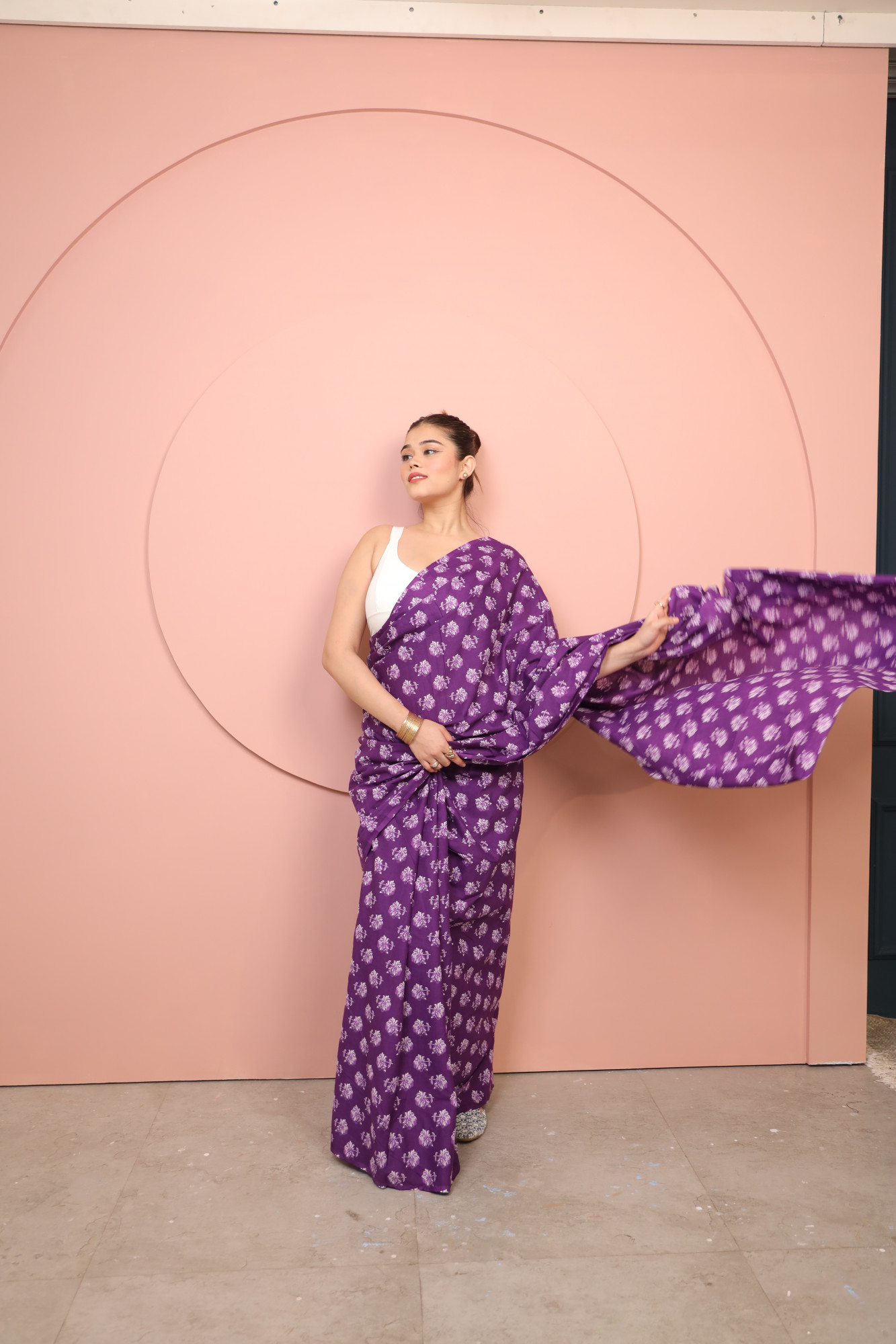 Brinjal Floral Cotton saree