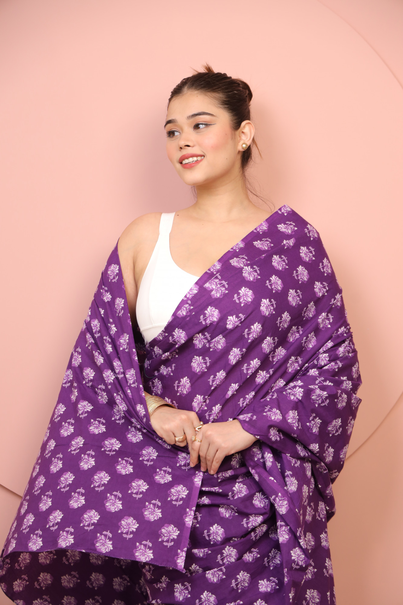 Brinjal Floral Cotton saree