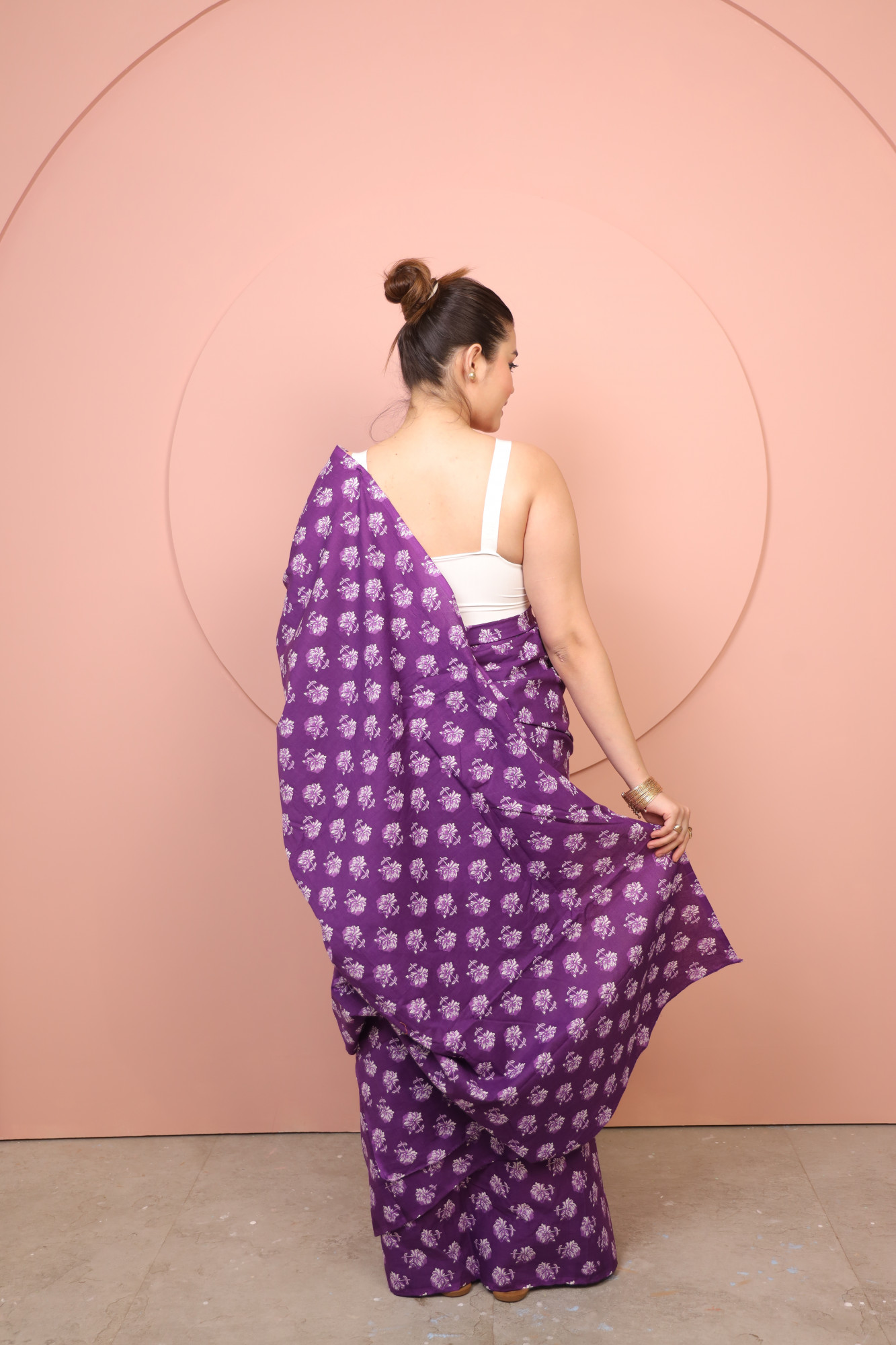 Brinjal Floral Cotton saree