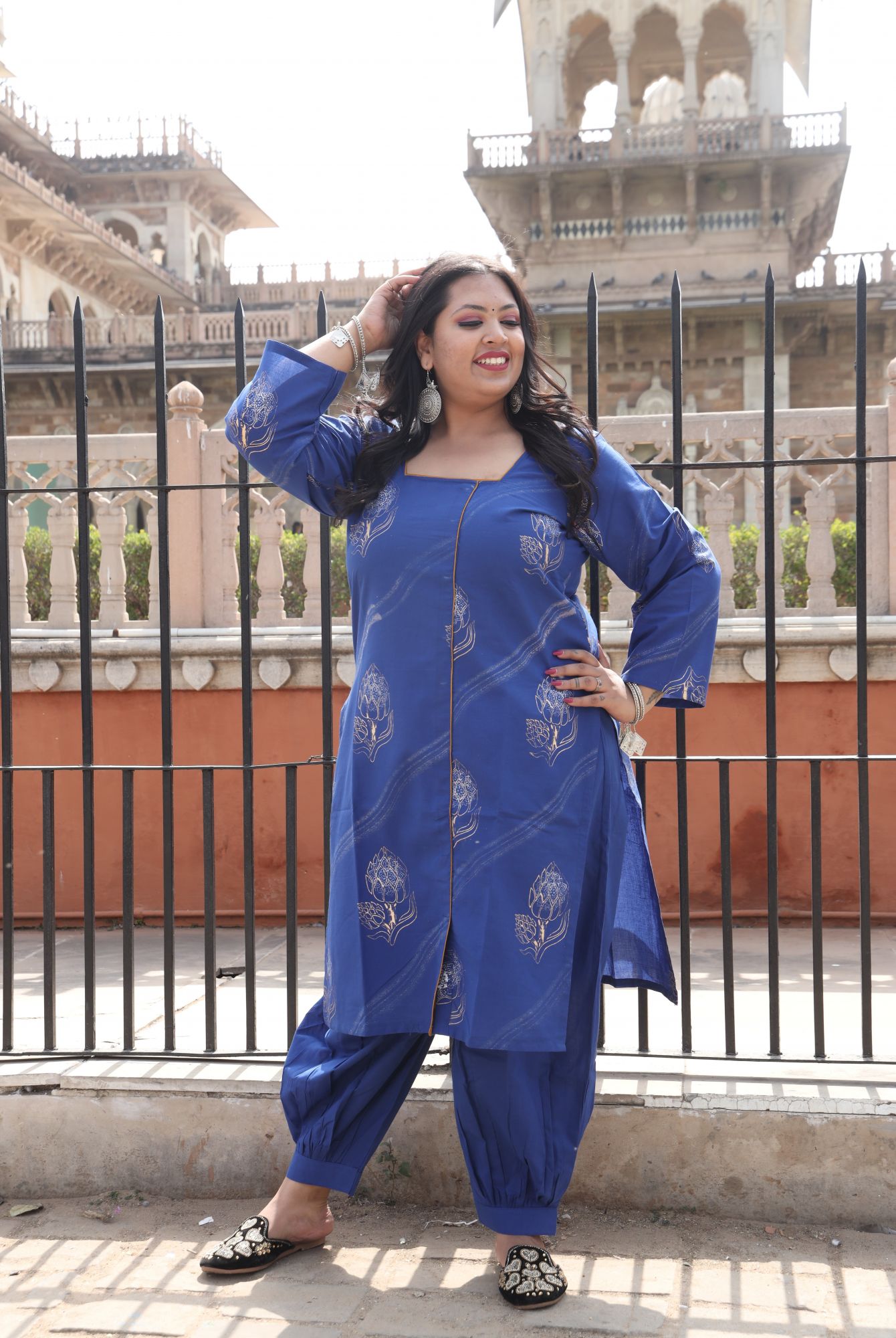 Royal Blue Handblock kurta