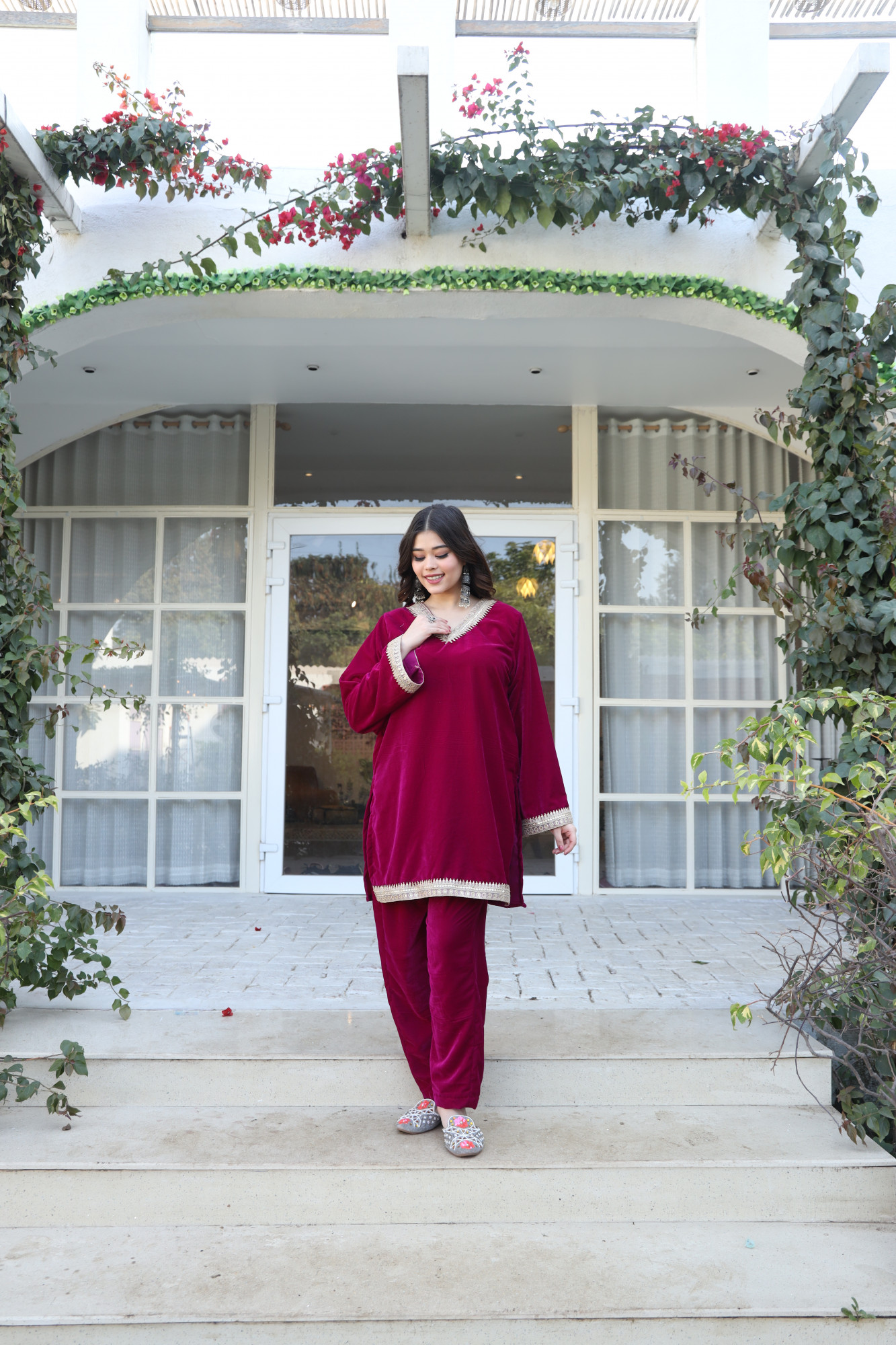 Hot Pink Velvet Coord Set