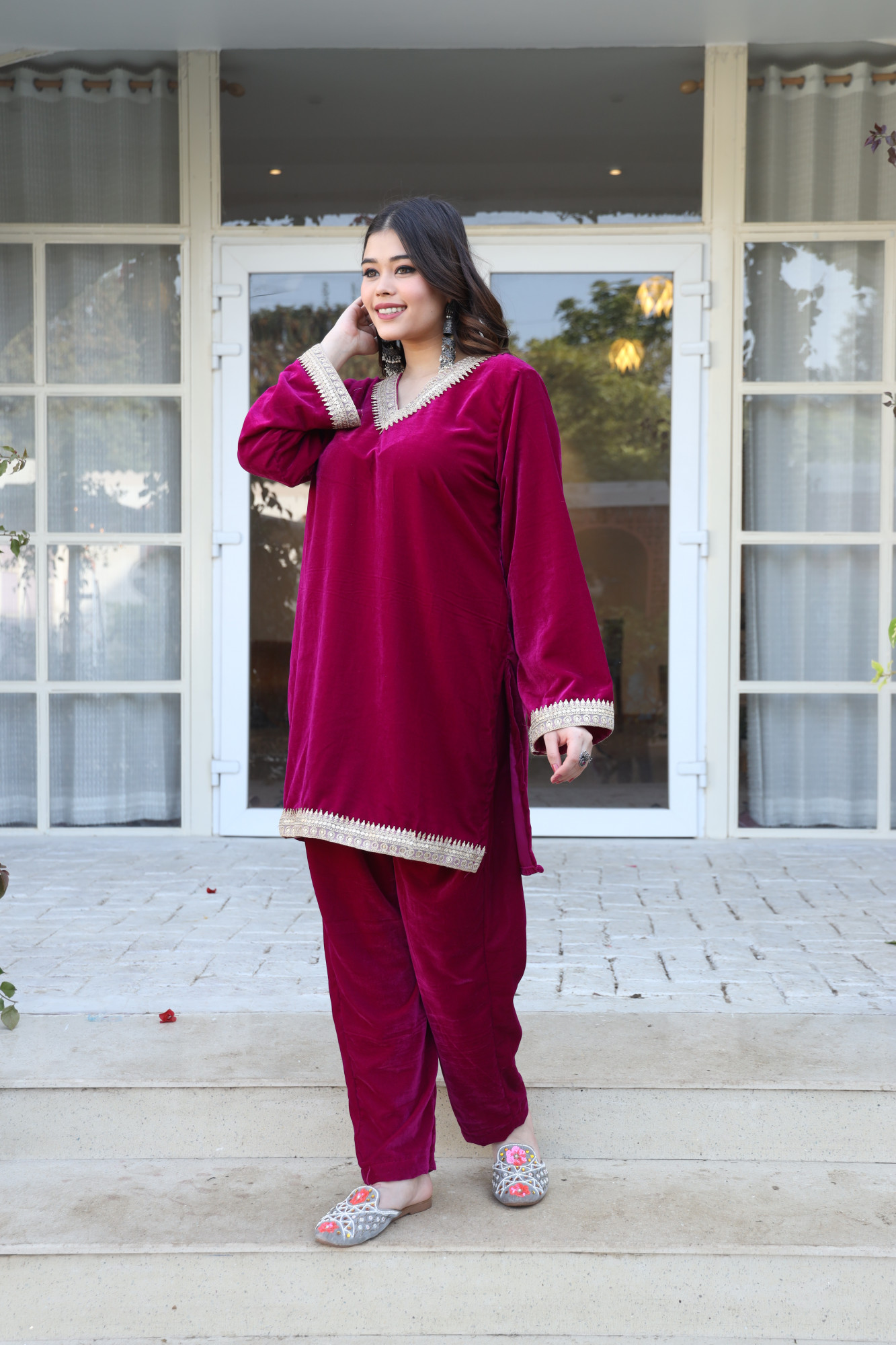 Hot Pink Velvet Coord Set