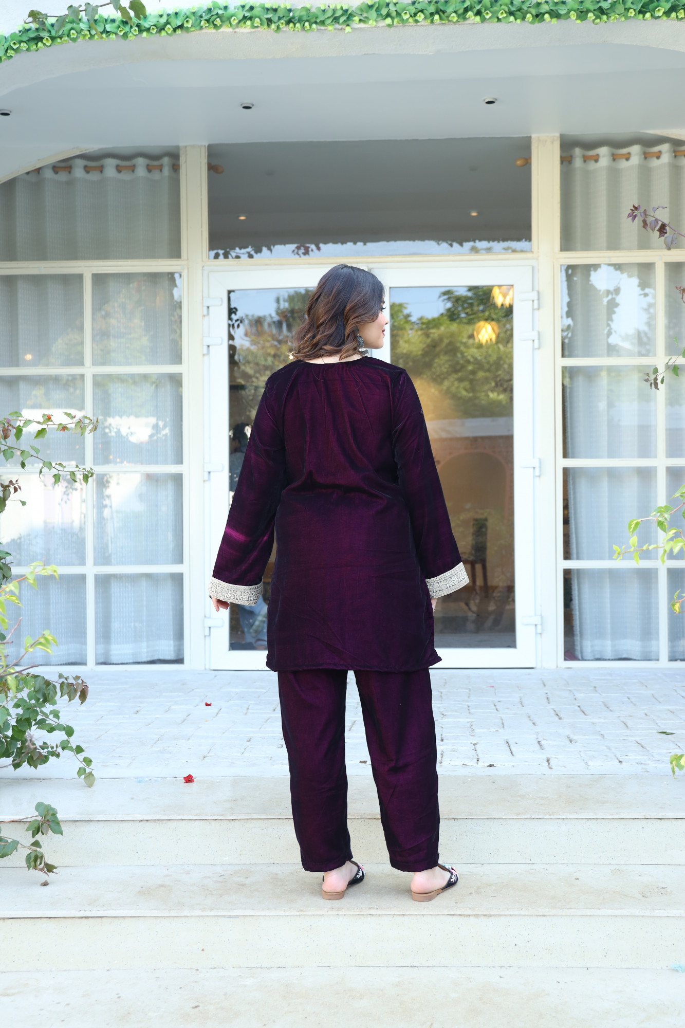 Wine Velvet Coord Set