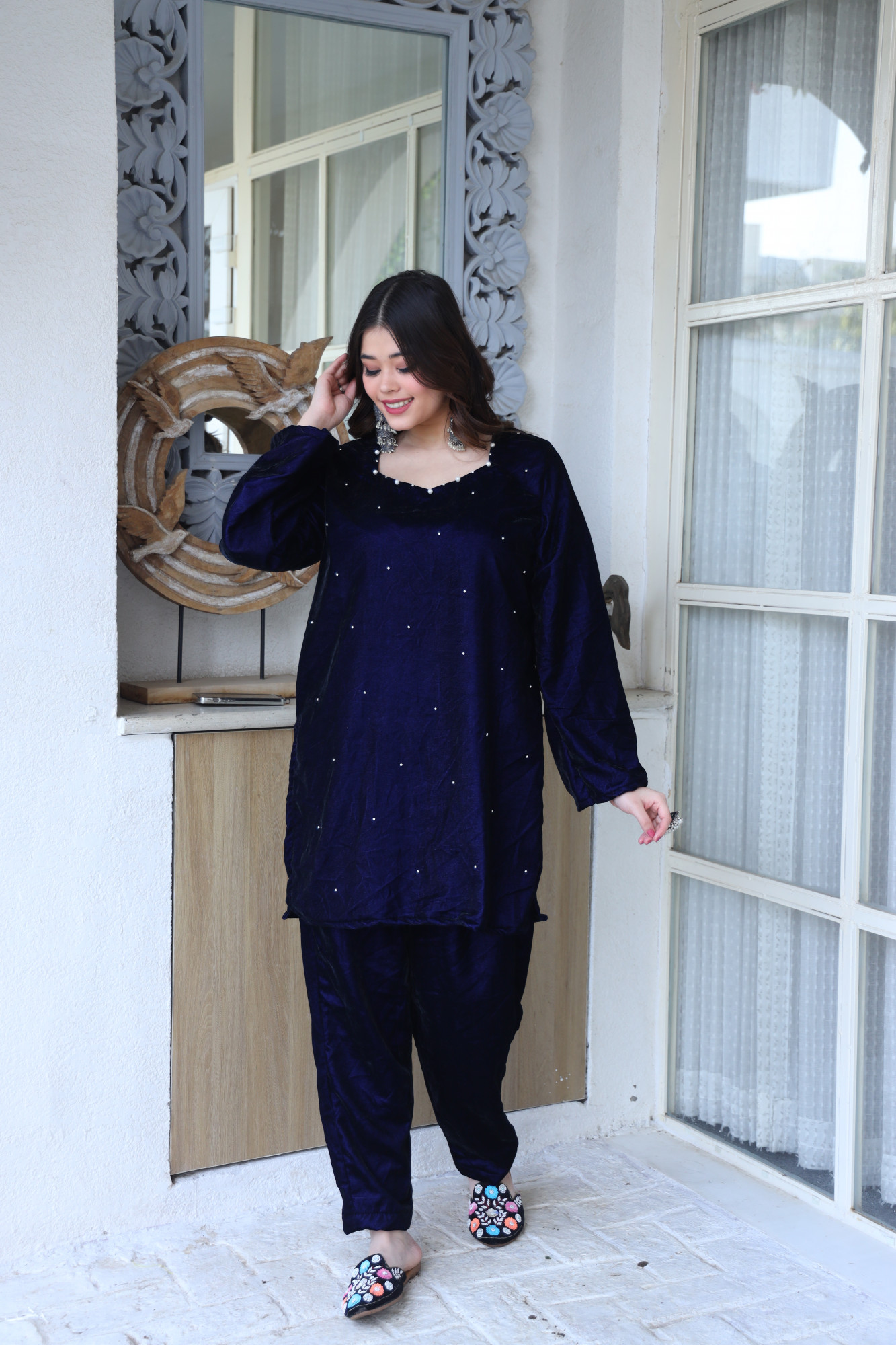 Royal Blue Velvet Coord Set