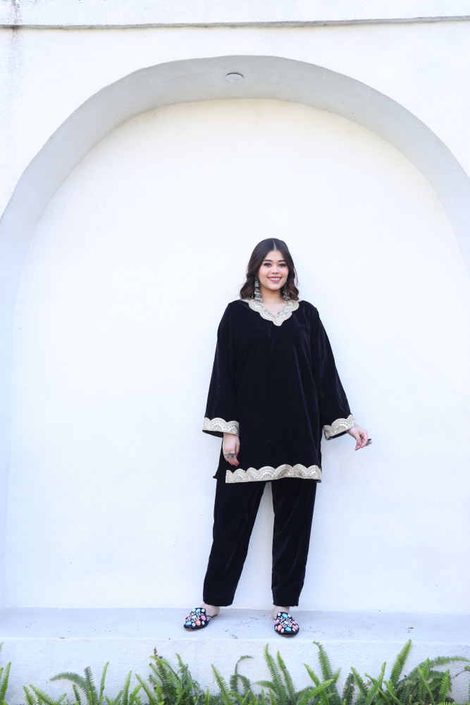 Image of Black Velvet Coord Set