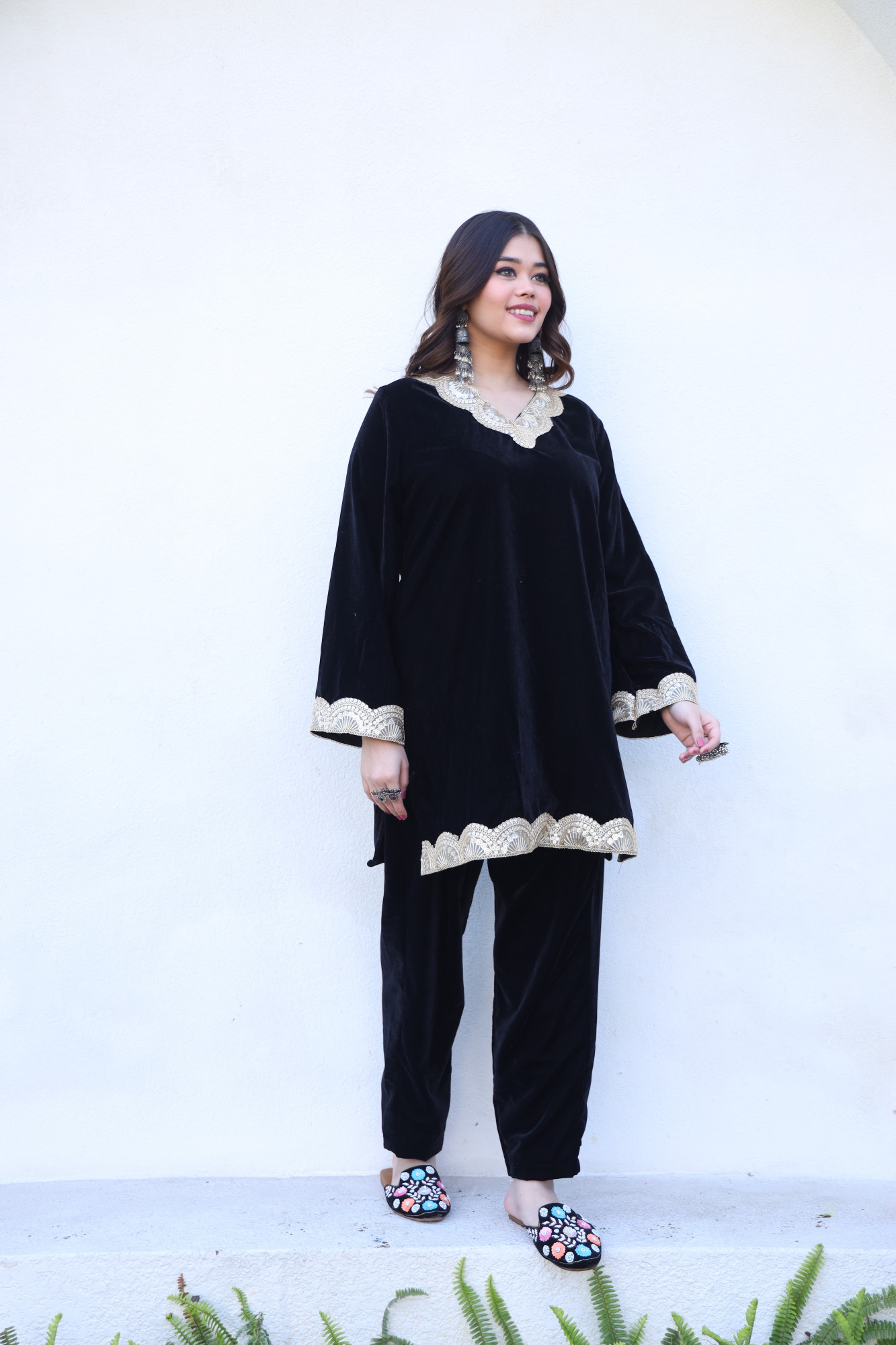 Black Velvet Coord Set