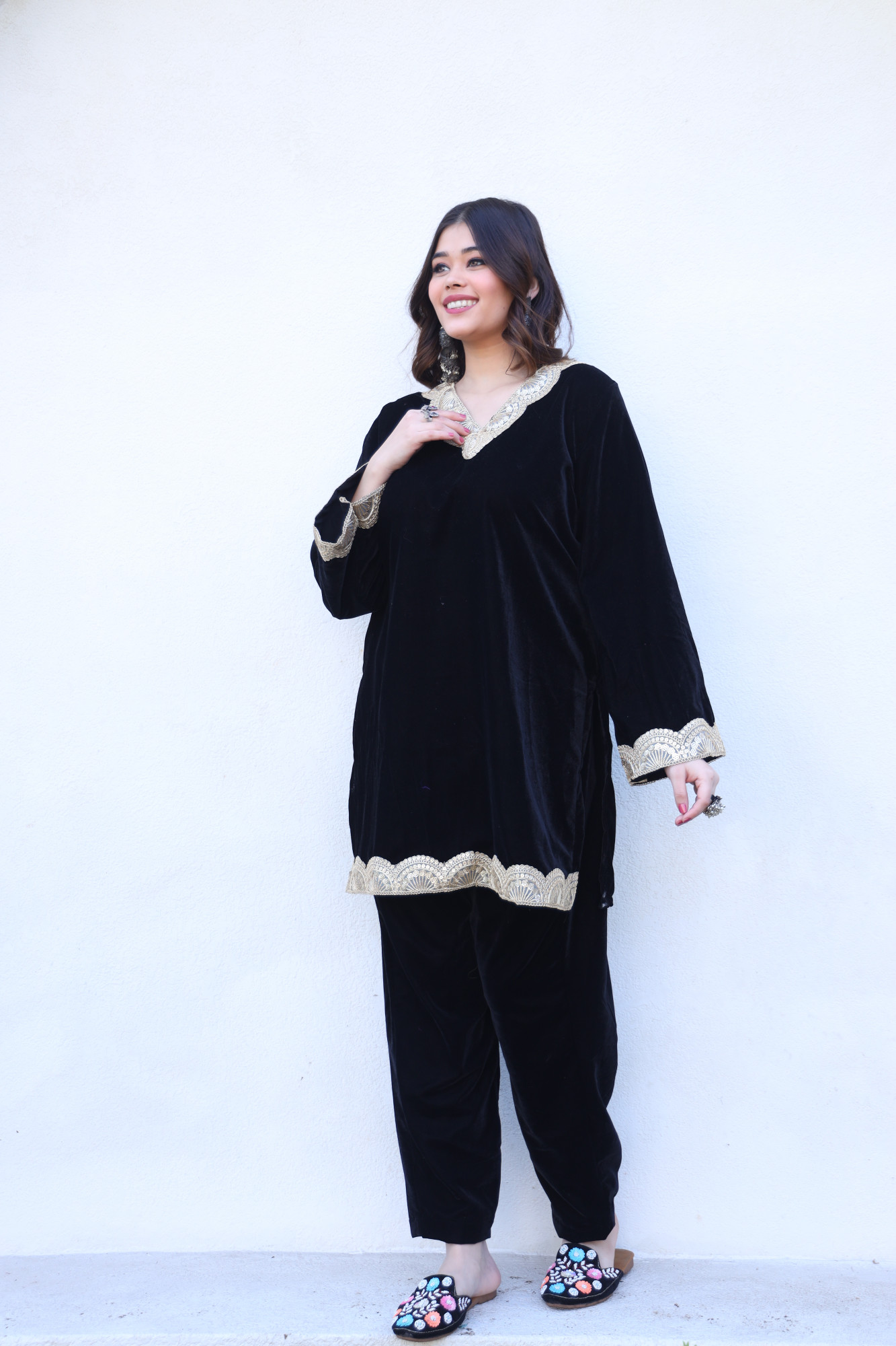 Black Velvet Coord Set