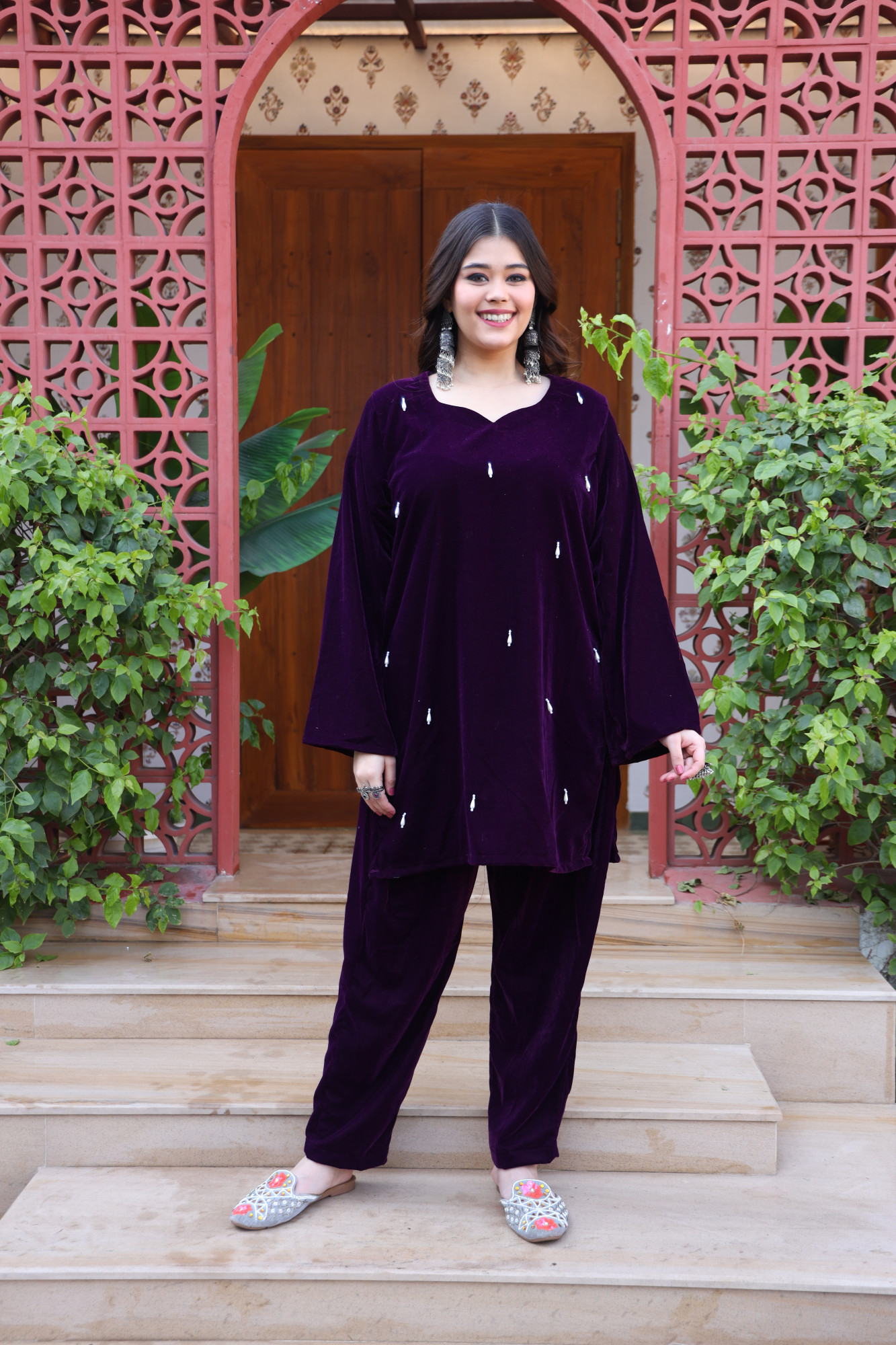 Purple Velvet Coord Set