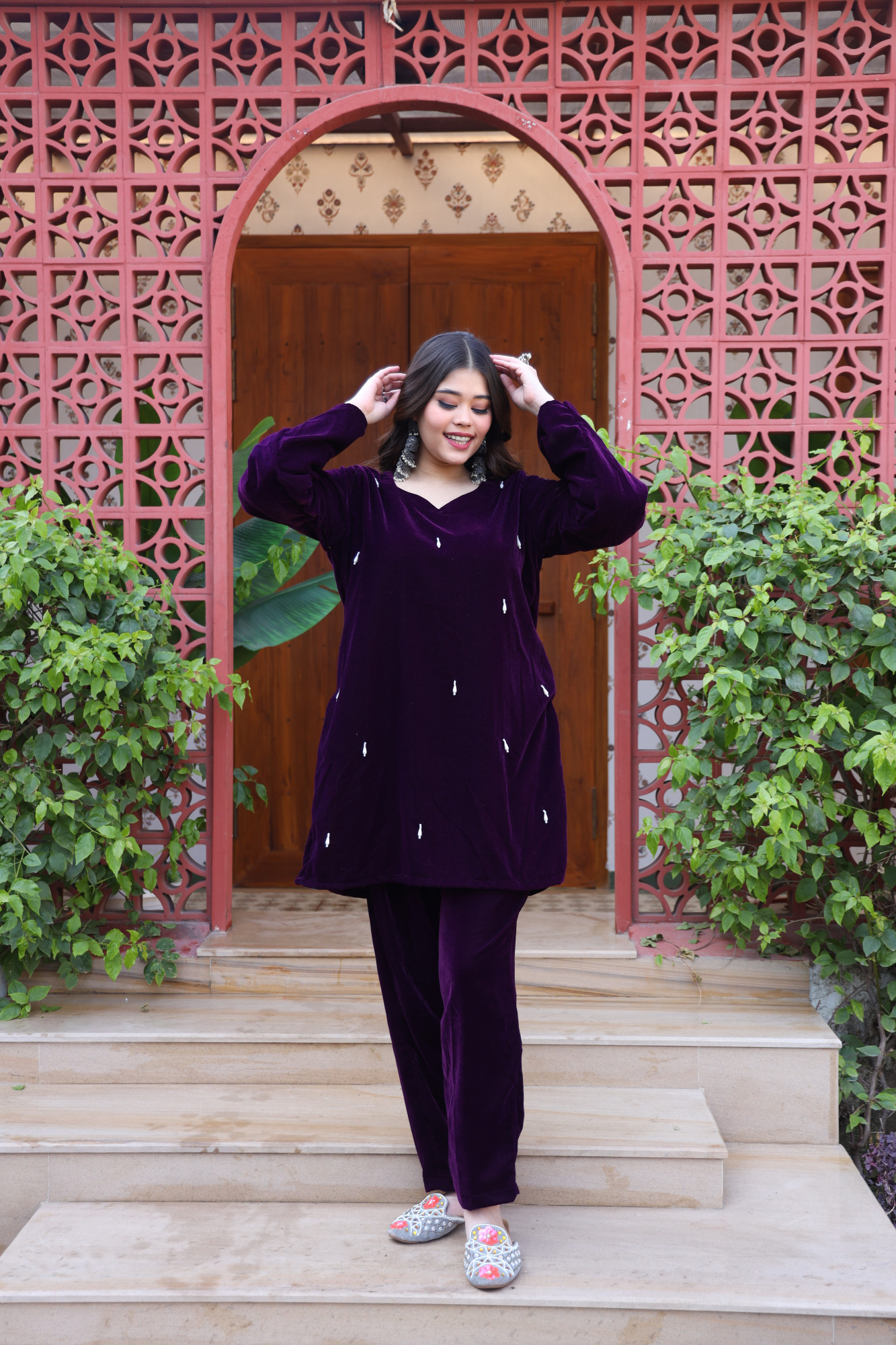 Purple Velvet Coord Set