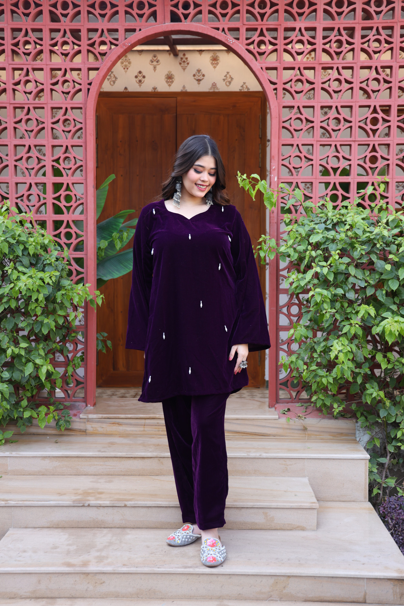 Purple Velvet Coord Set