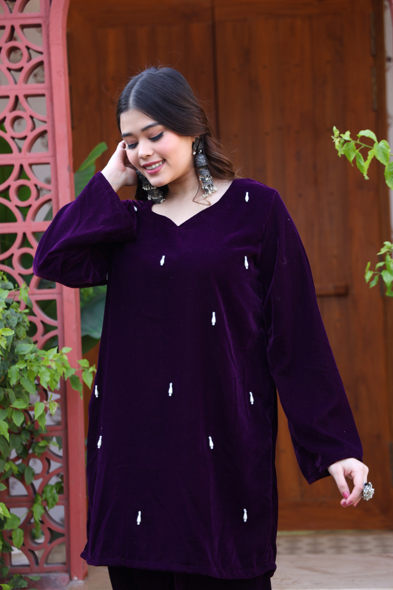 Purple Velvet Coord Set