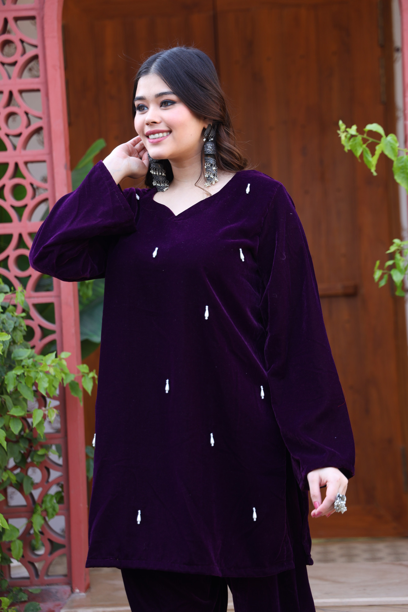 Purple Velvet Coord Set