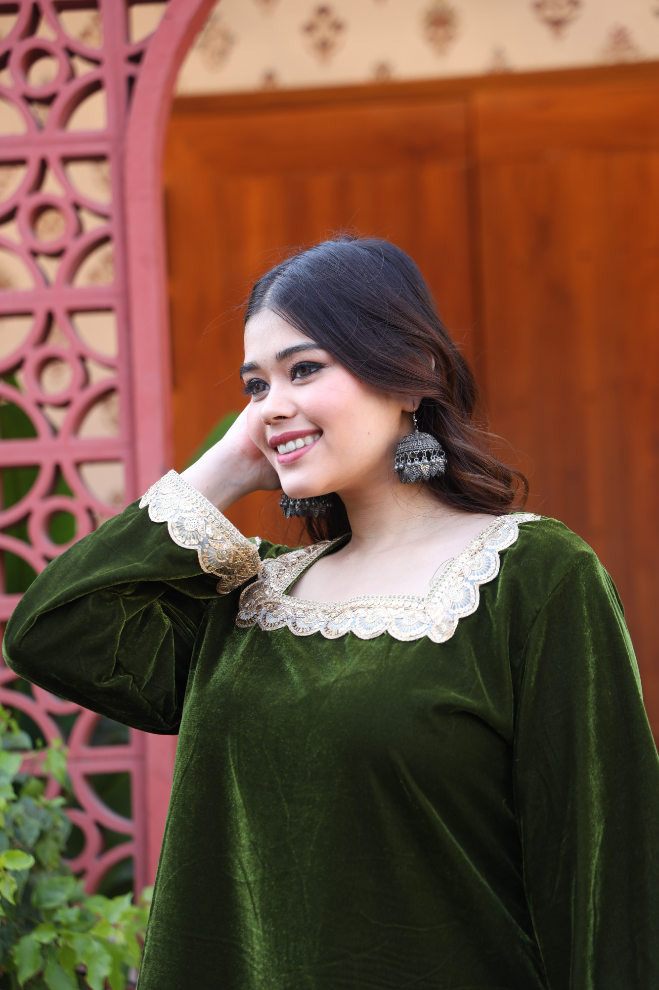 Mehndi Velvet Coord Set