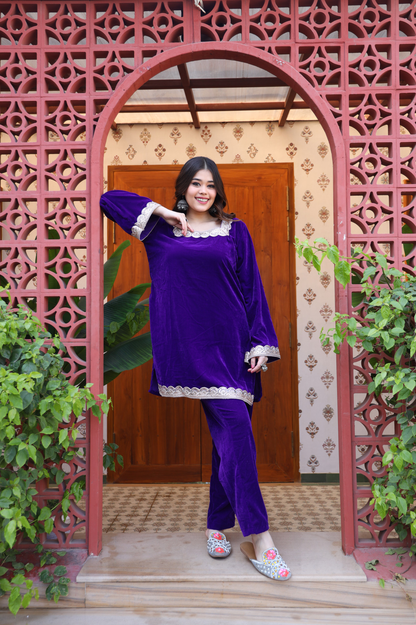 Purple Velvet Coord Set