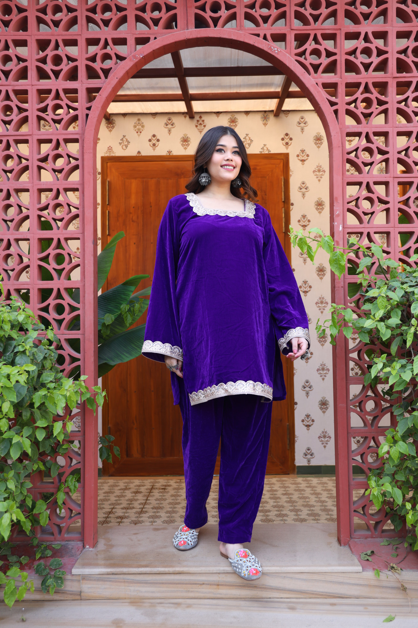 Purple Velvet Coord Set