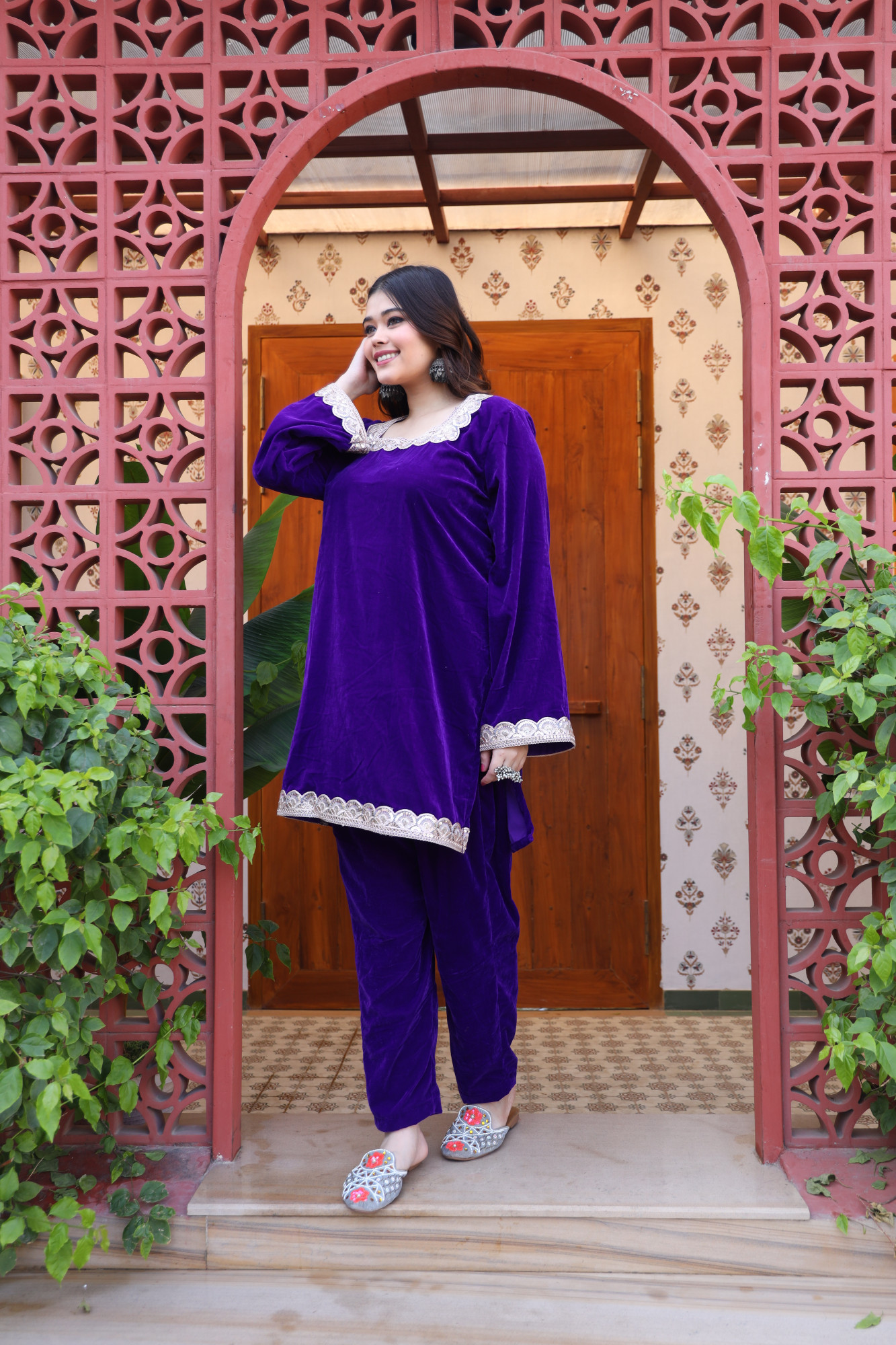 Purple Velvet Coord Set