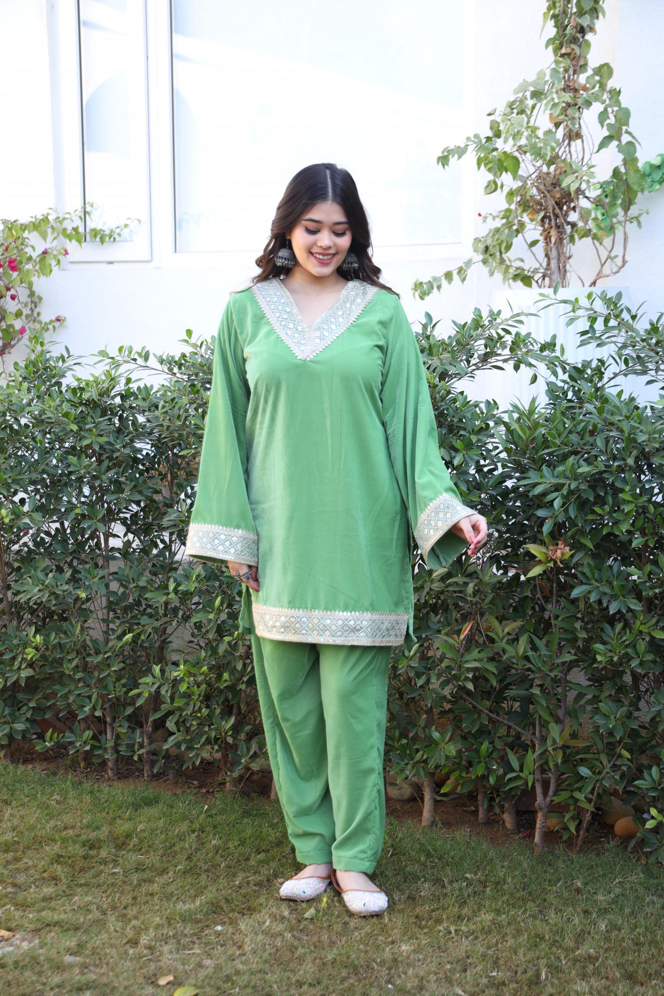 Green Velvet Coord Set