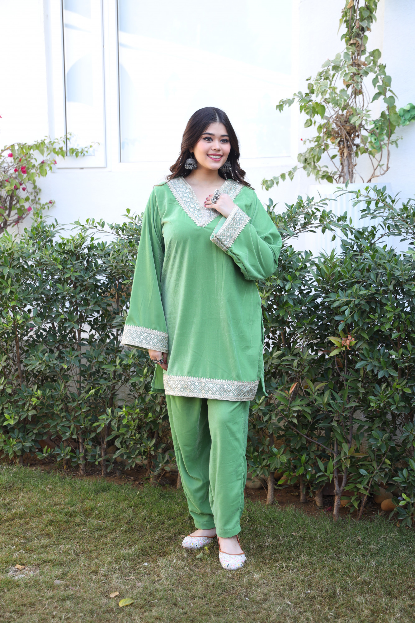 Green Velvet Coord Set