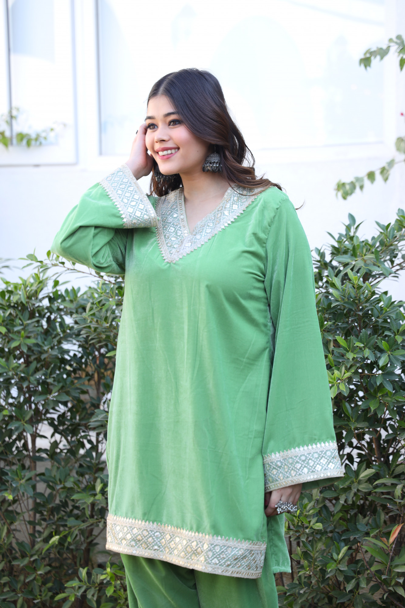 Green Velvet Coord Set