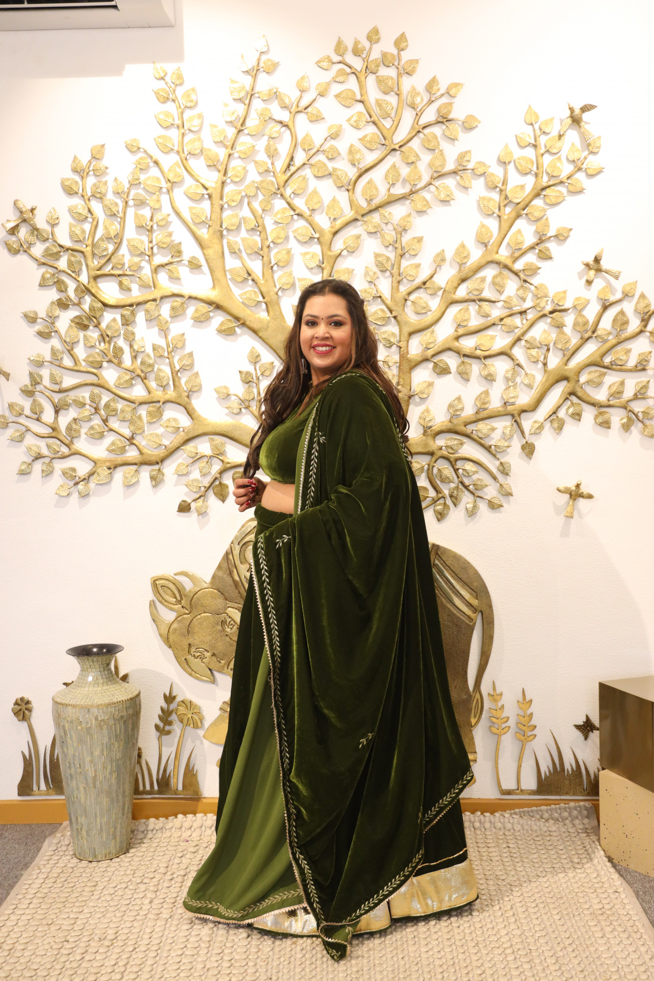 Mehndi Lehenga With Embroidered Dupatta