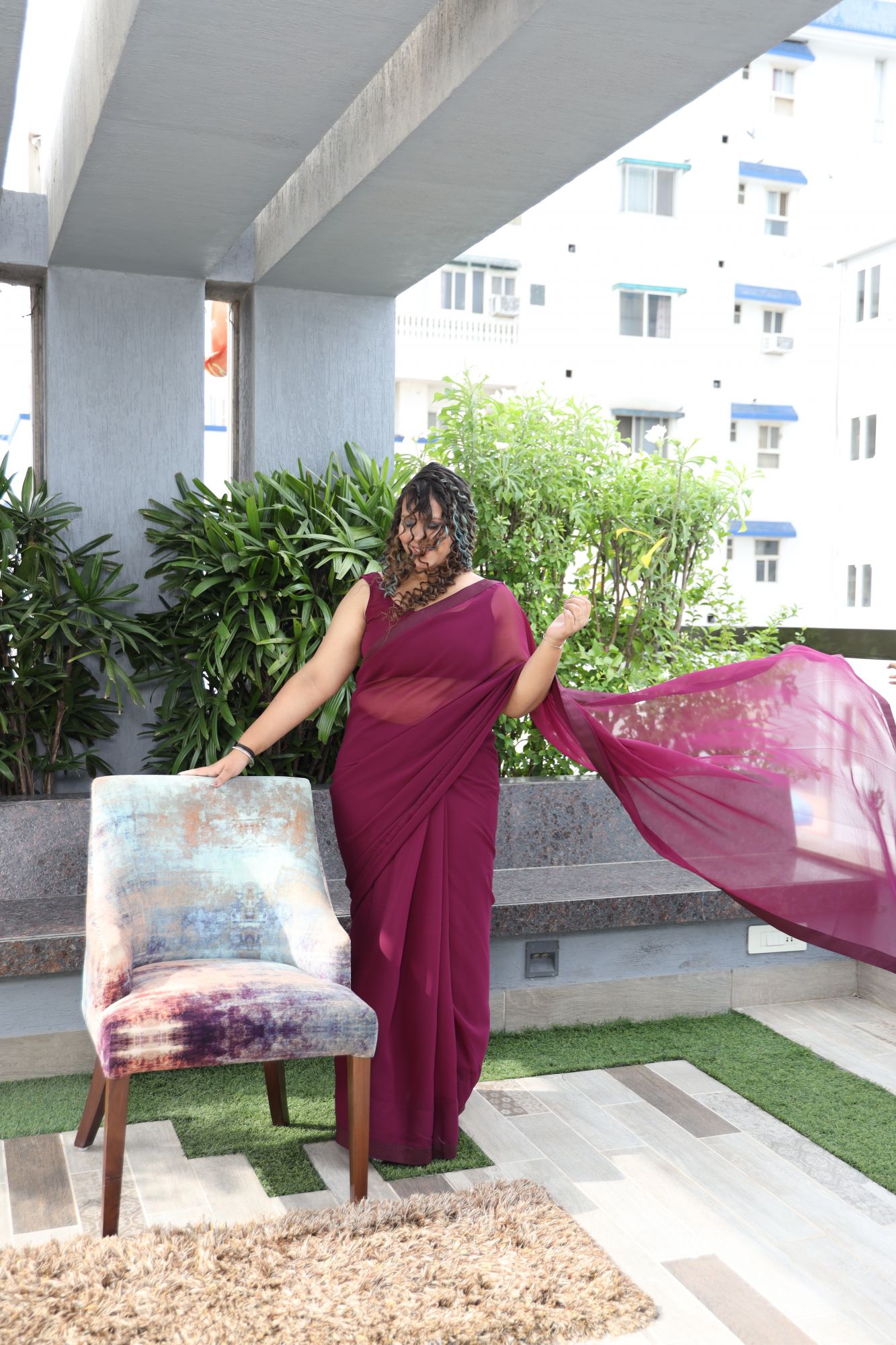 Wine Georgette Alia Bhatt Saree Rocky And Rani