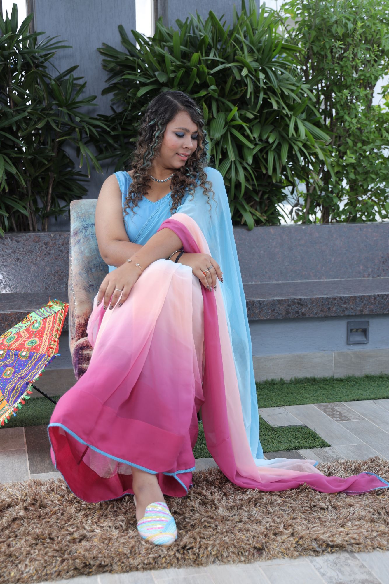 Blue Ombre Alia Bhatt Saree Rocky And Rani