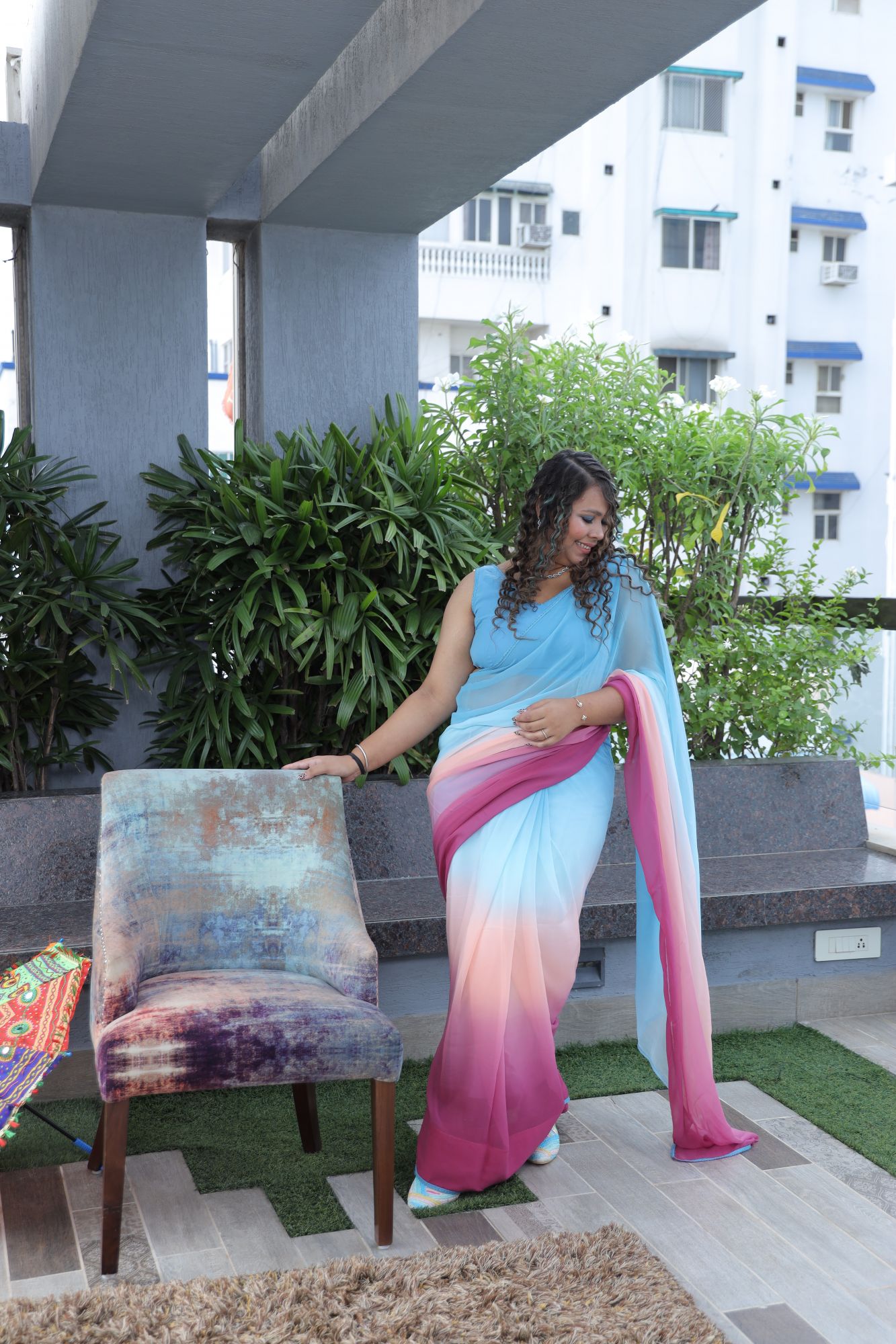 Blue Ombre Alia Bhatt Saree Rocky And Rani