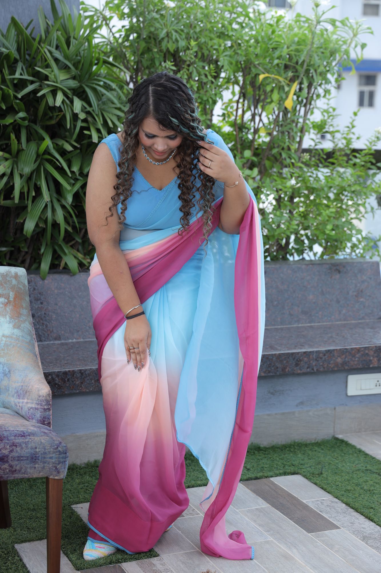 Blue Ombre Alia Bhatt Saree Rocky And Rani