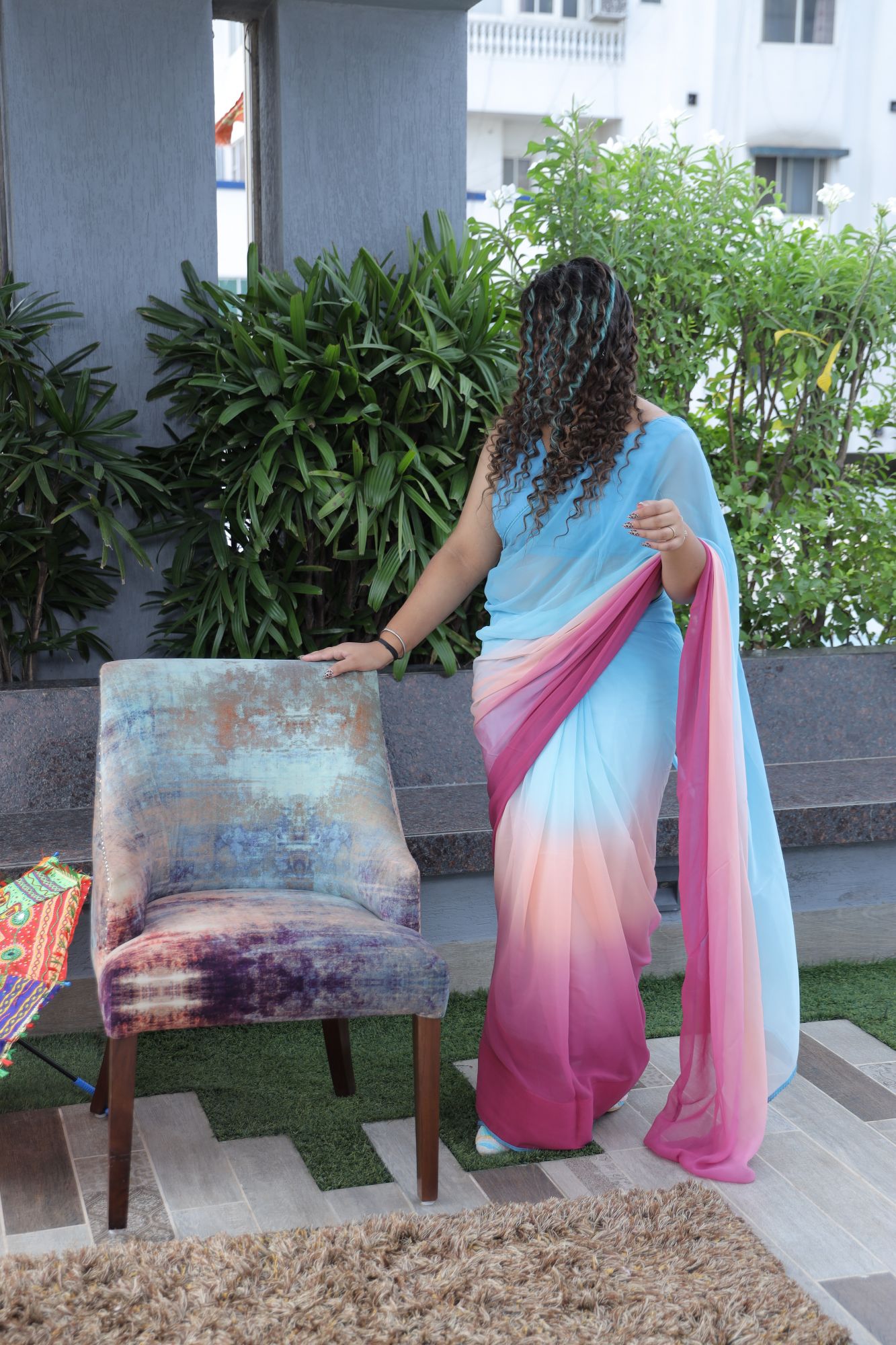 Blue Ombre Alia Bhatt Saree Rocky And Rani