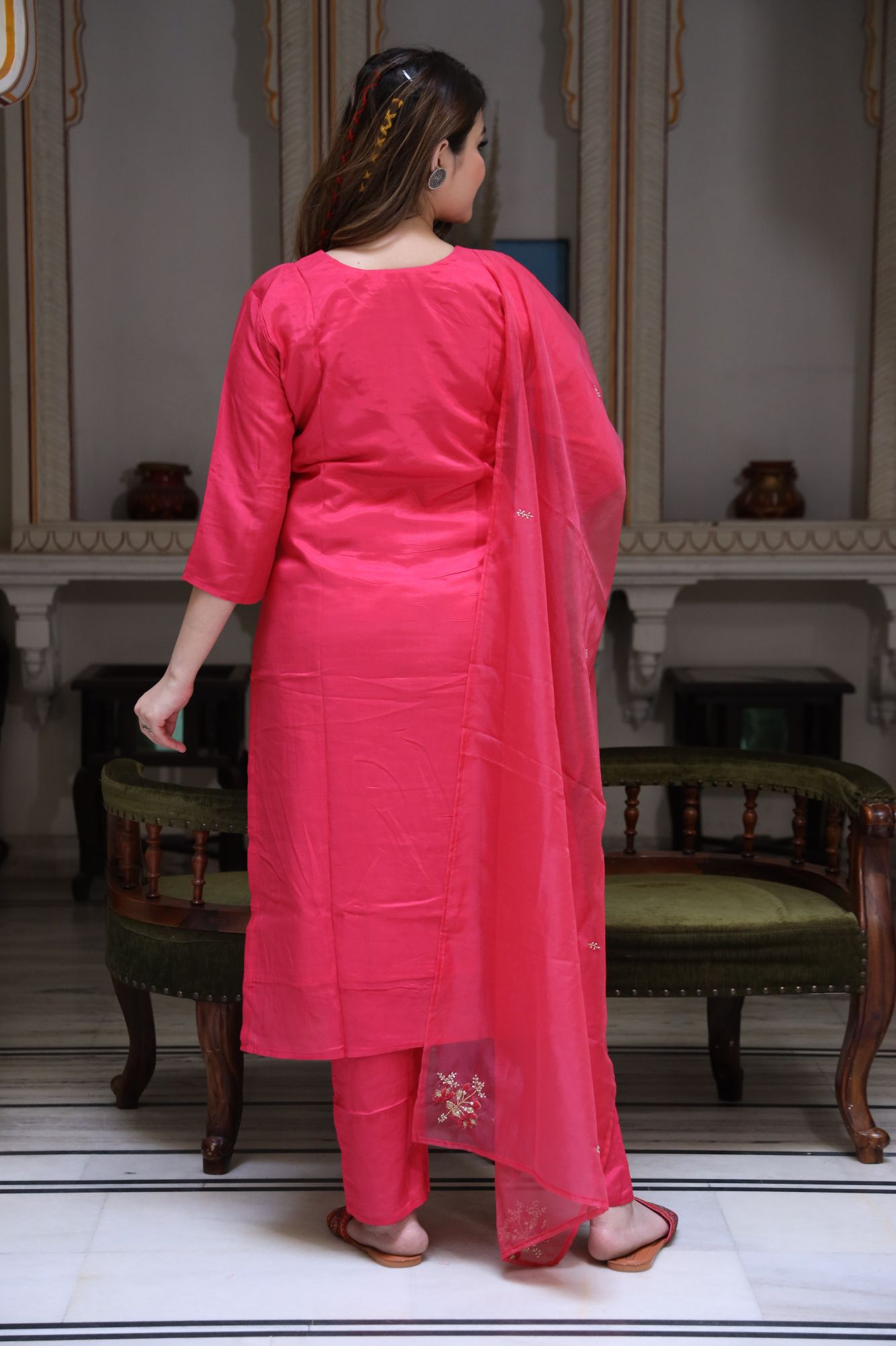 Pink handwork kurta set
