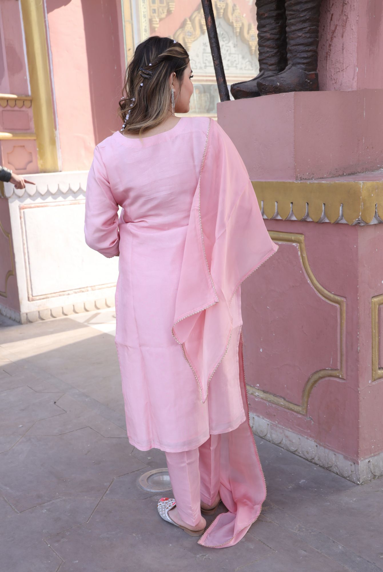Baby Pink handwork kurta set
