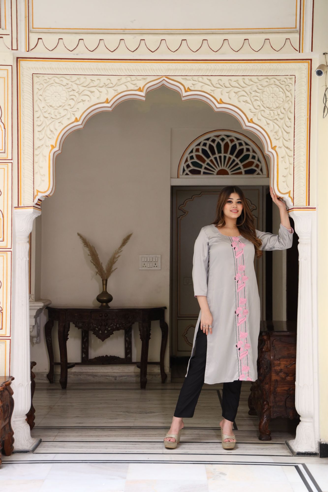 Sakina Grey Silk Kurta