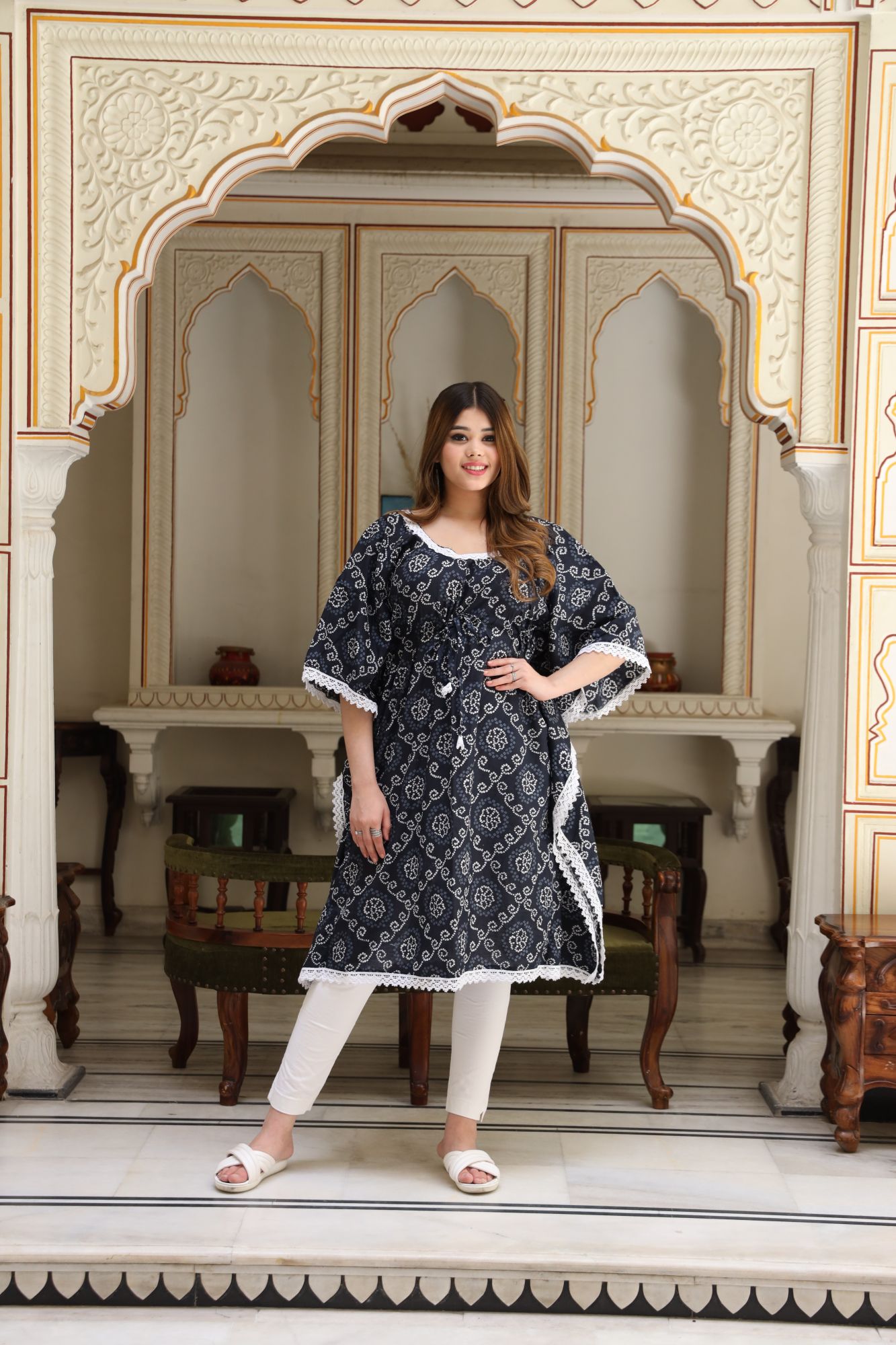 Black  Laced Kaftan