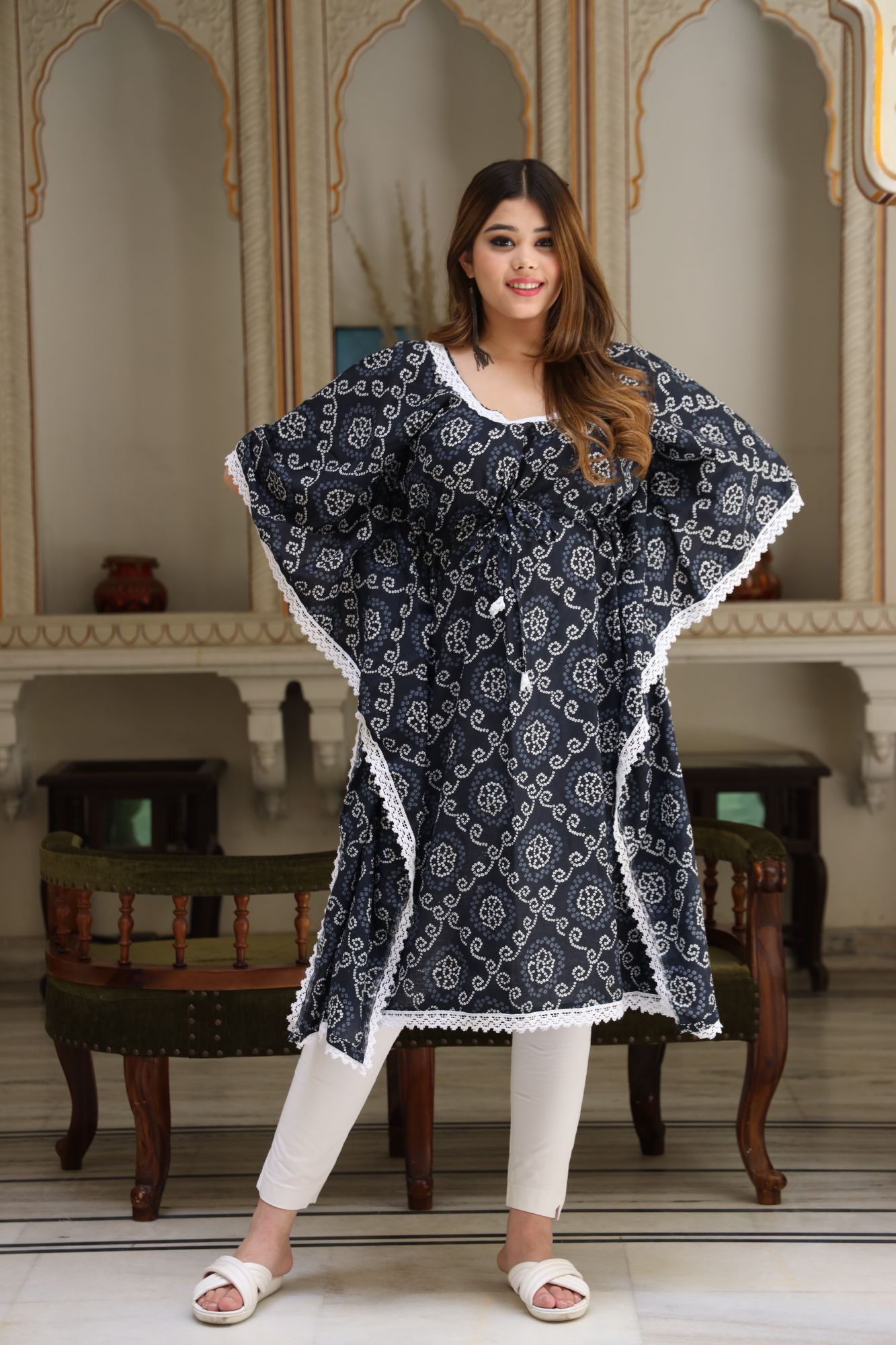 Black Laced Kaftan