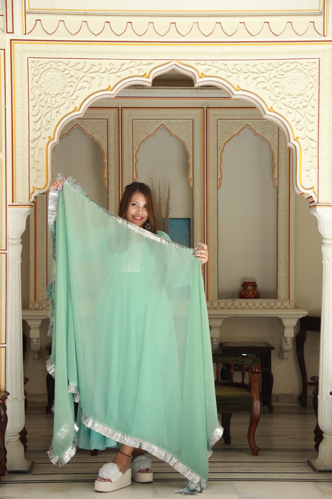 Sea green Georgette Anarkali Set