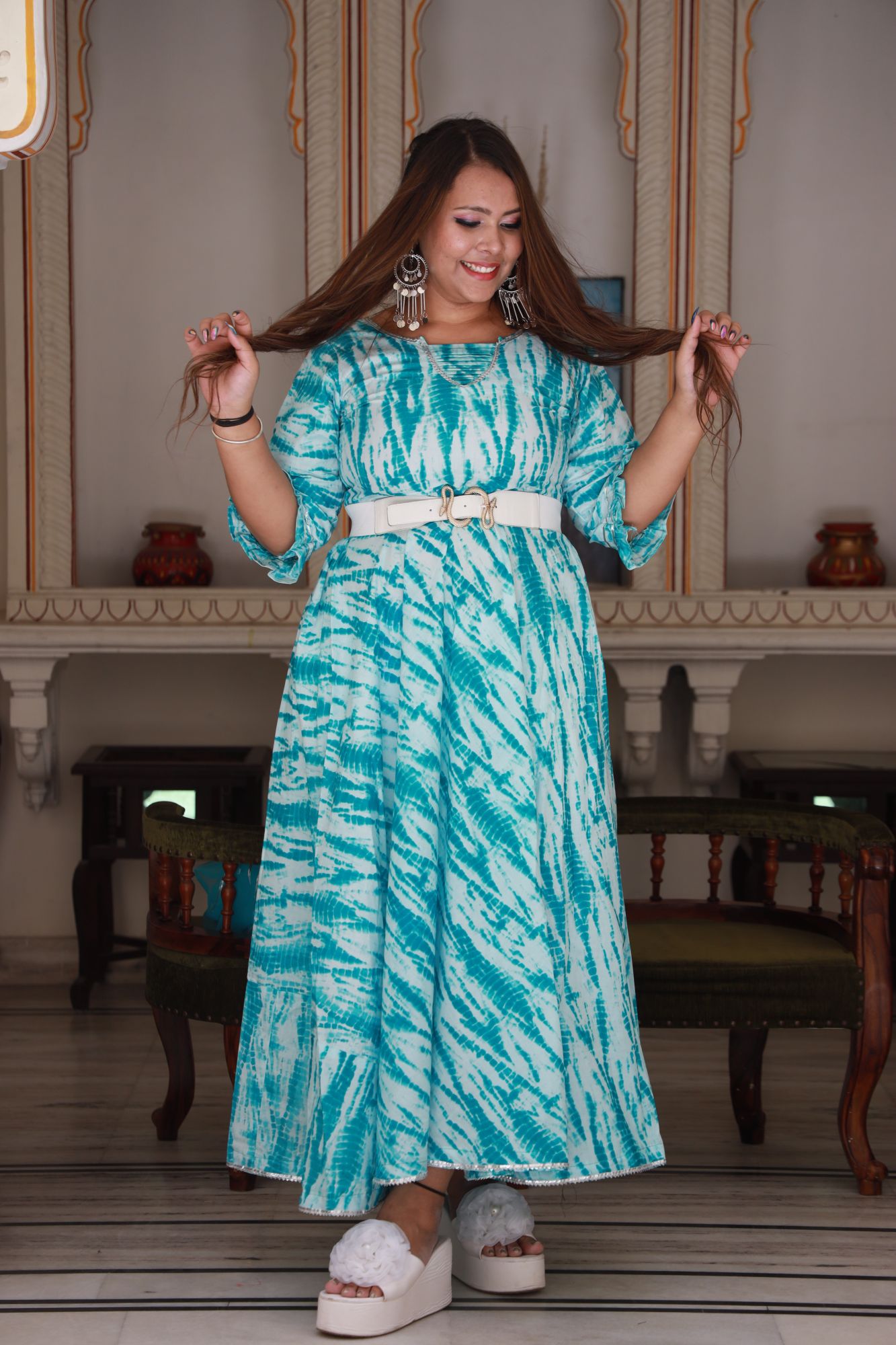 Blue Shibori Anarkali Dress