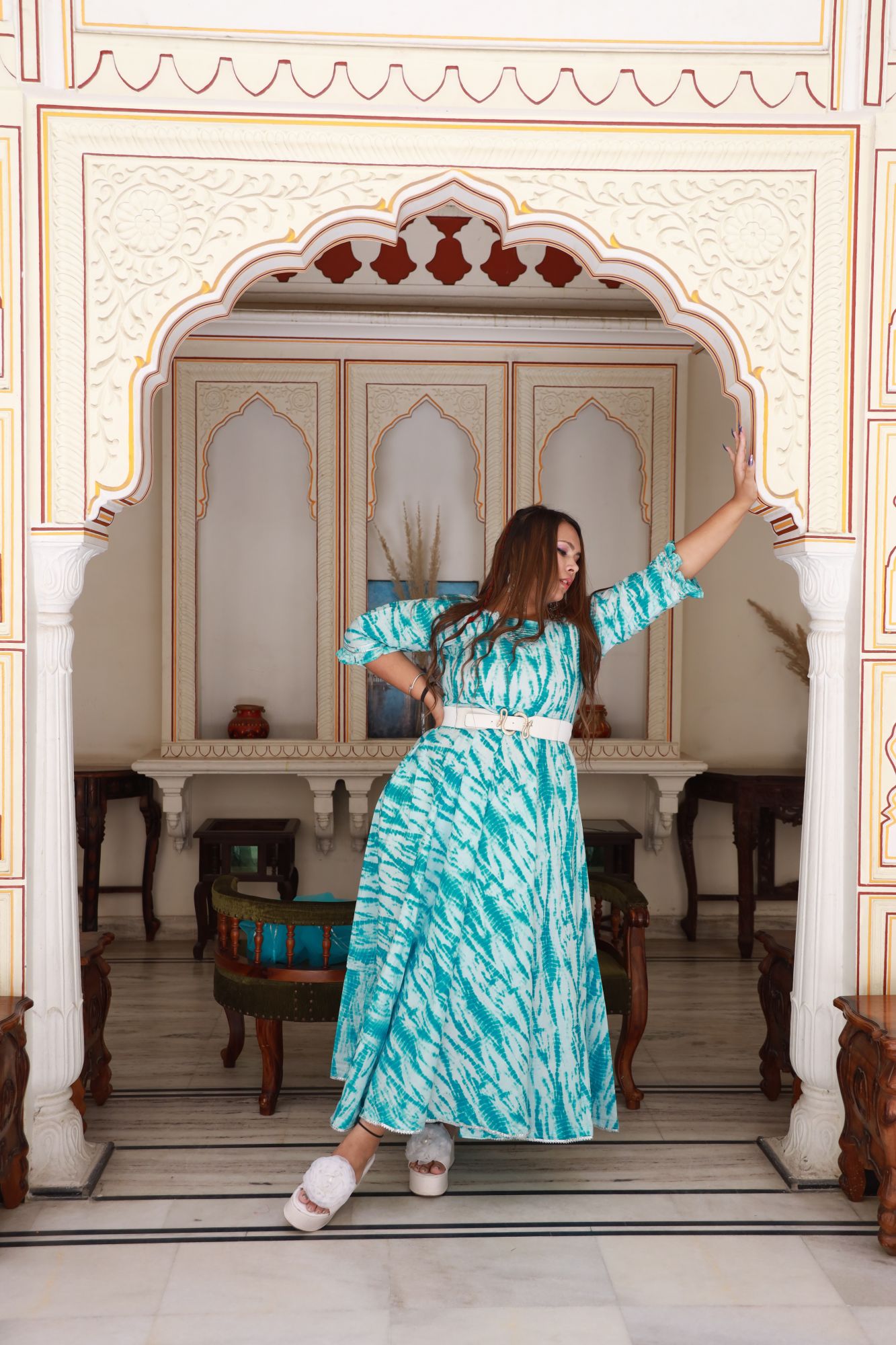 Blue Shibori Anarkali Dress