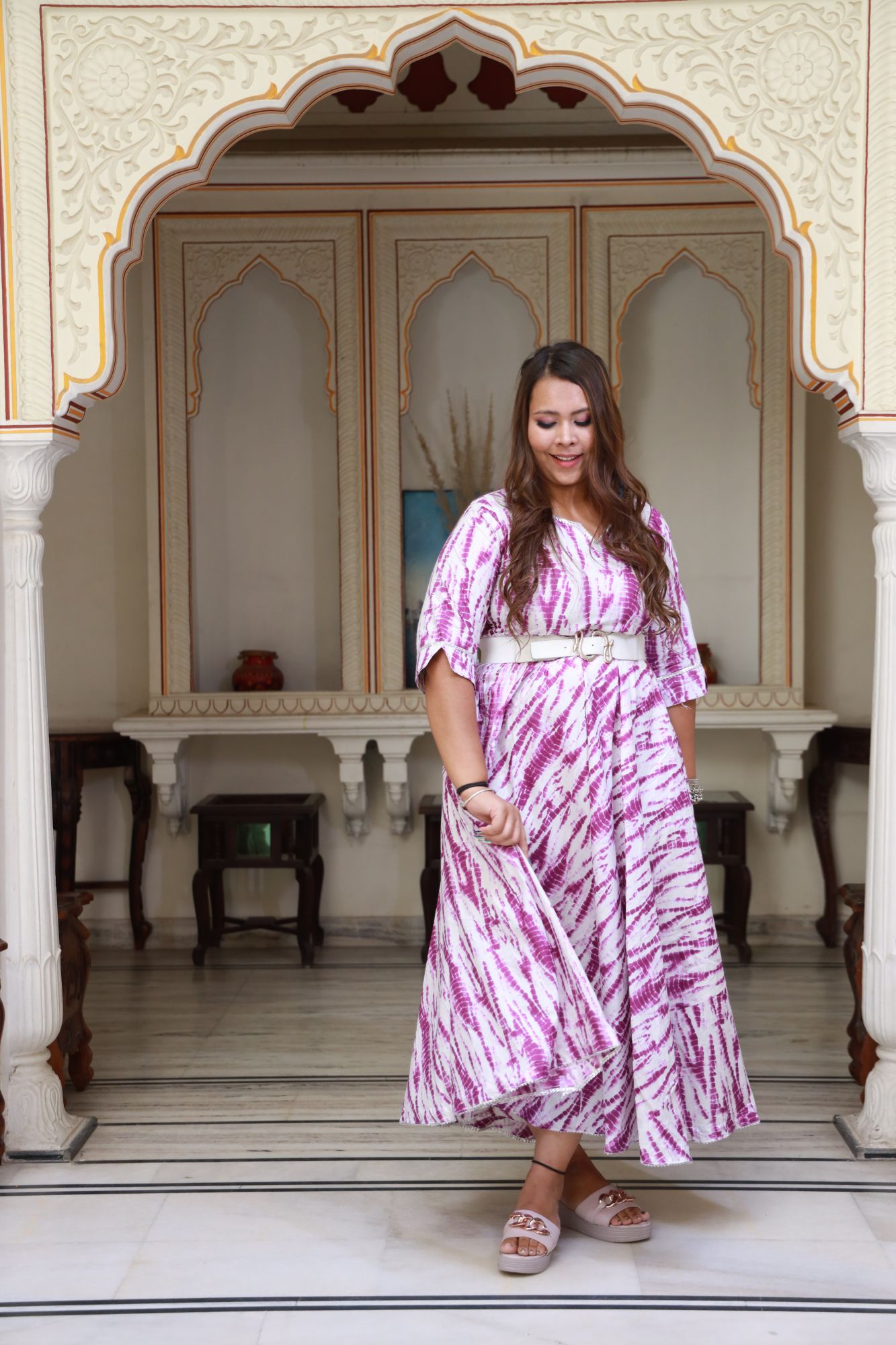 Purple shibori Anarkali Dress